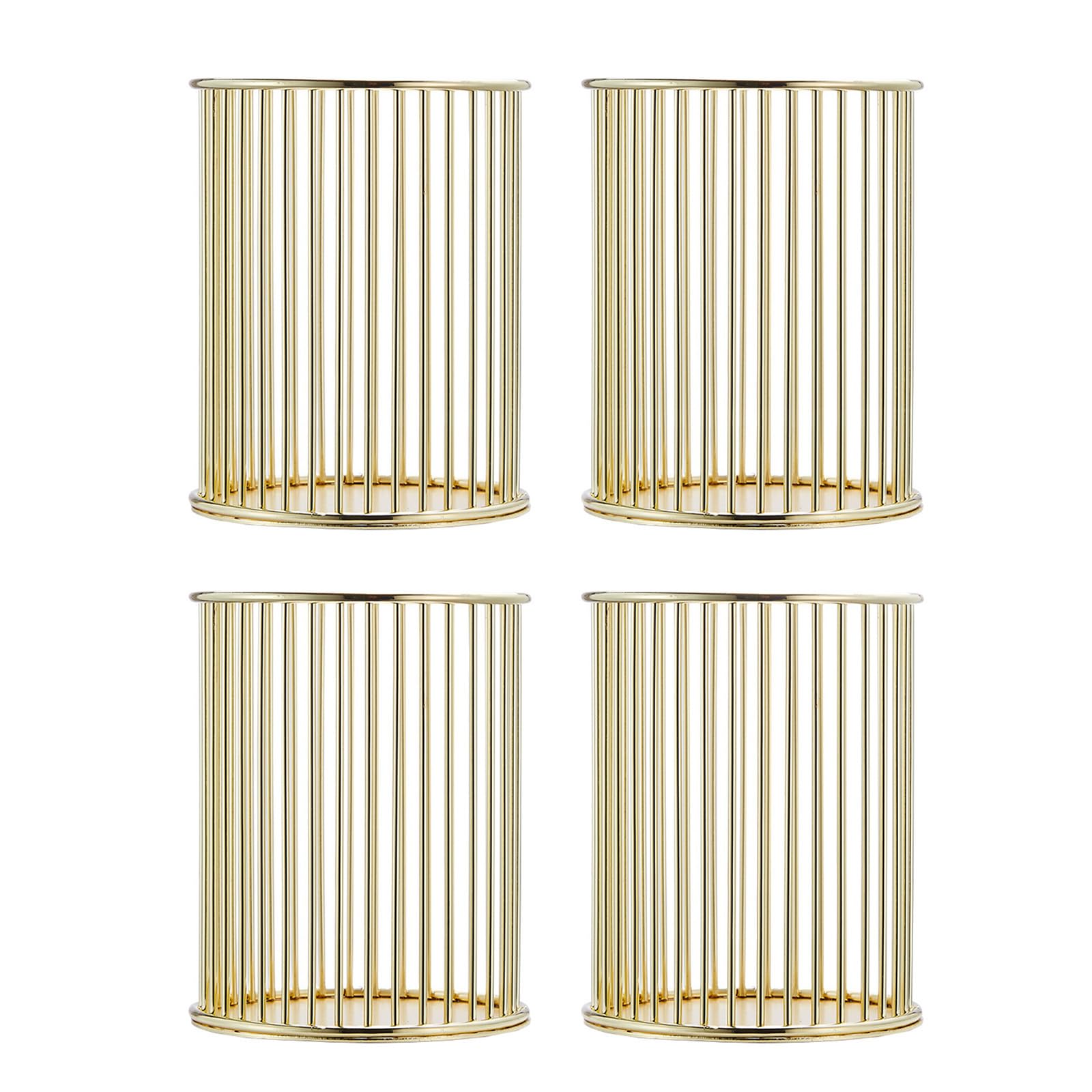 4 Pezzi Portapenne Metallo Oro Portapenne Rotondo da Scrivania Porta Pennelli Dorato Porta Pennelli Make up Portapenne Multifunzione per Pennelli da Trucco, Matite, Spazzolini da Denti