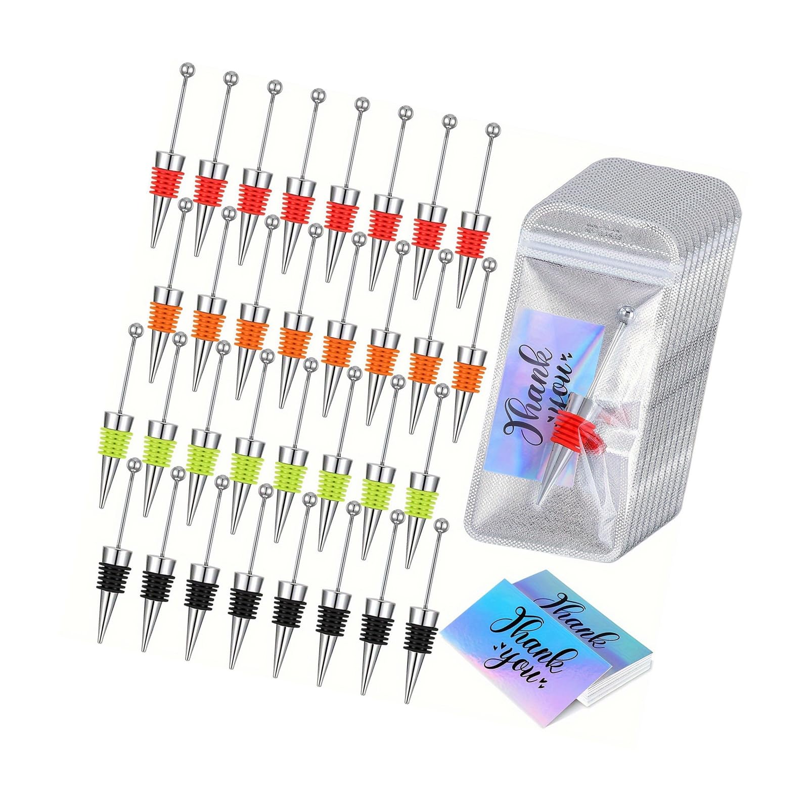 Tsmory 60Pieces Beadable Wine Bottle Stoppers Set Elegant Beadable Wine Stoppers With Packaging Bags For Unique Gifts