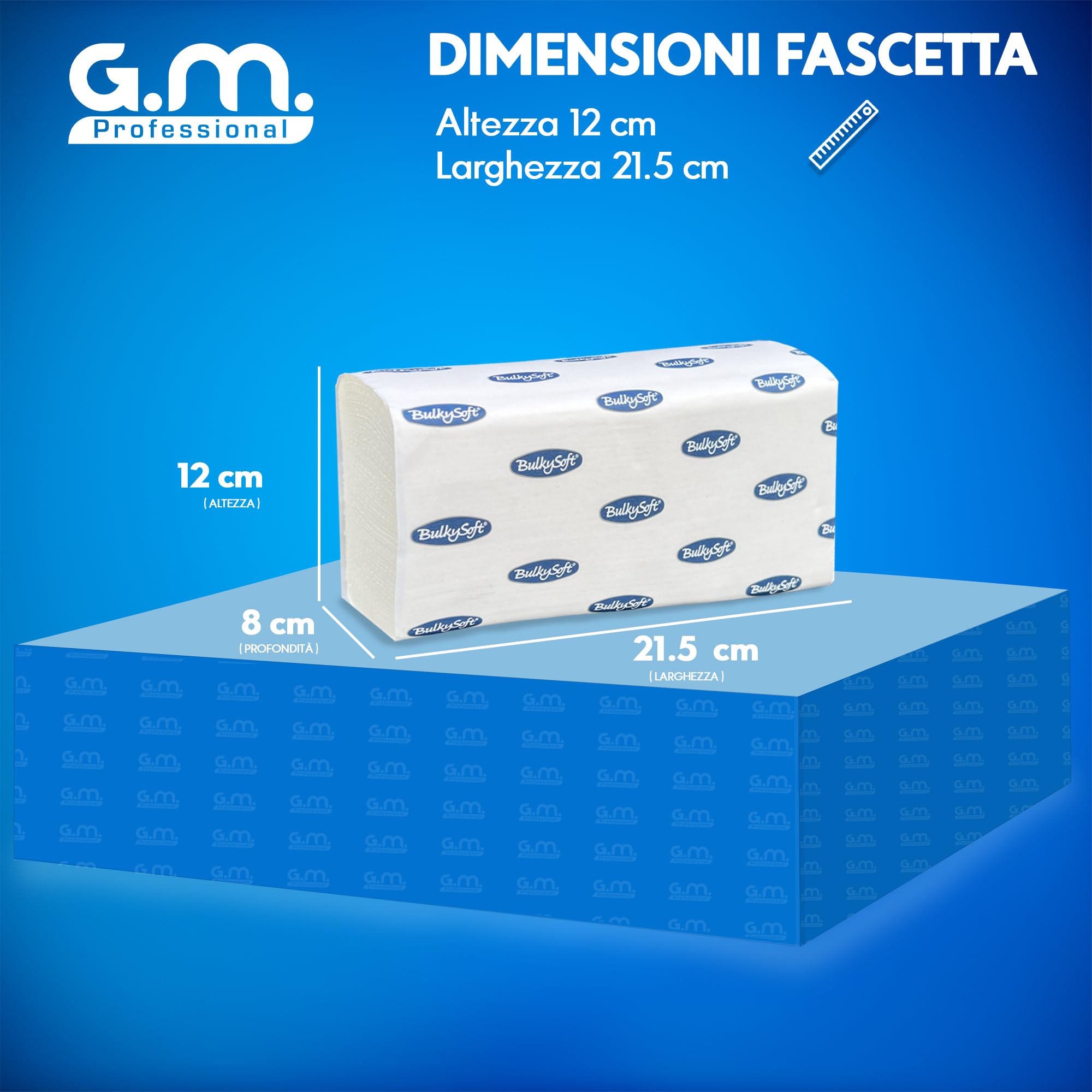 GM 3000 Asciugamani Monouso Carta mani Piegata a Z, 2 Veli 100% Pura Cellulosa, 24x21,5 cm, usa e getta, universali tutti Dispenser, Asciugamani Intercalati 15 Pacchi da 200 Salviette bagno