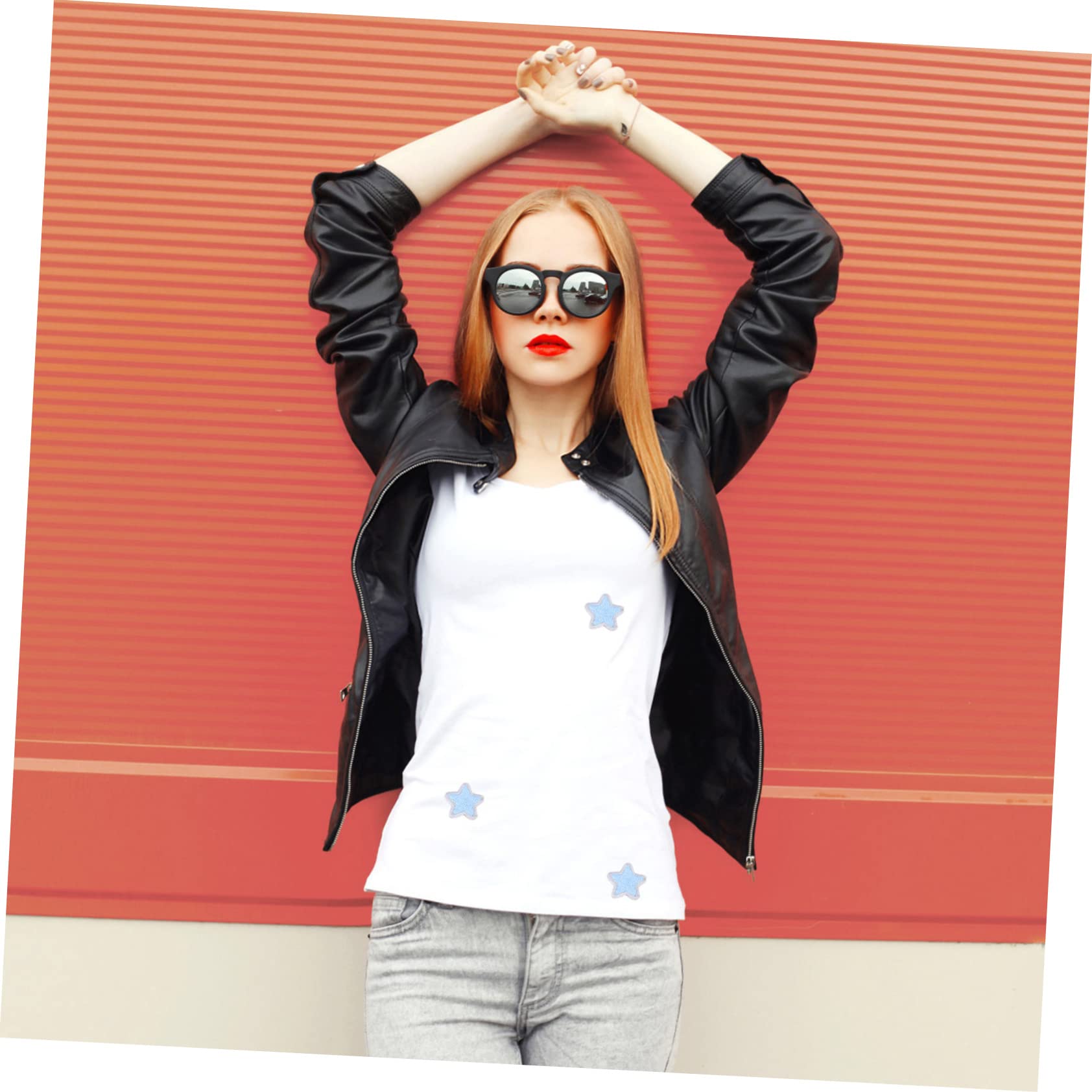 EXCEART 100pezzi Patches Autoadesivi Ricamati Forma Stella Per Abbigliamento Toppe Decorative Per Jeans Borse e Accessori Riparazione e Decorazione Fai Te