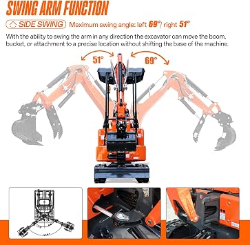 1.4 Ton Compact Mini Excavator with B&S Gas Engine & Side Swing
