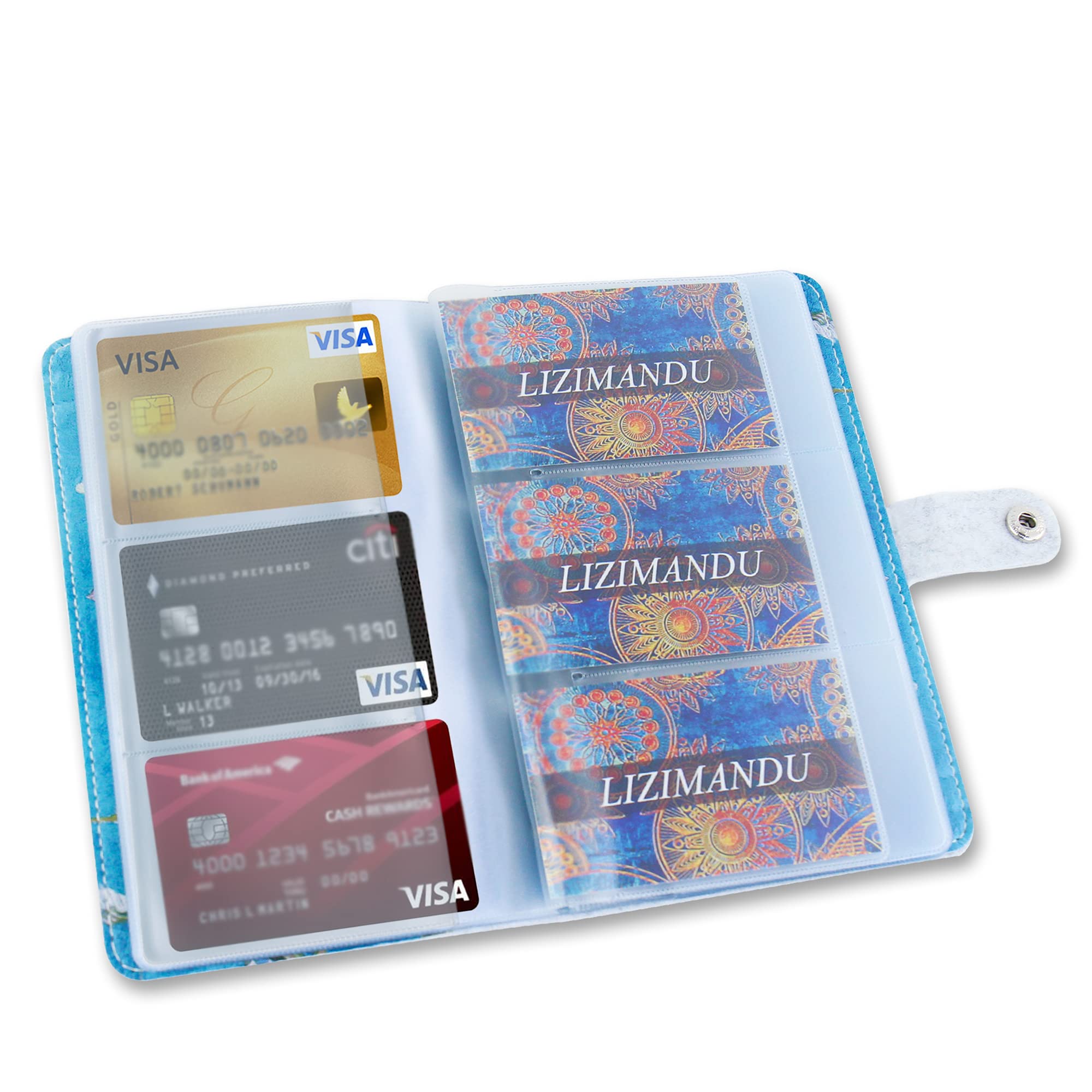 Cartellina per biglietti da visita in pelle PU, per 96 carte, ideale per l'ufficio e la pratica, per biglietti da visita, carte di credito, 1 fiore di pesca, 1-Packung, Classico