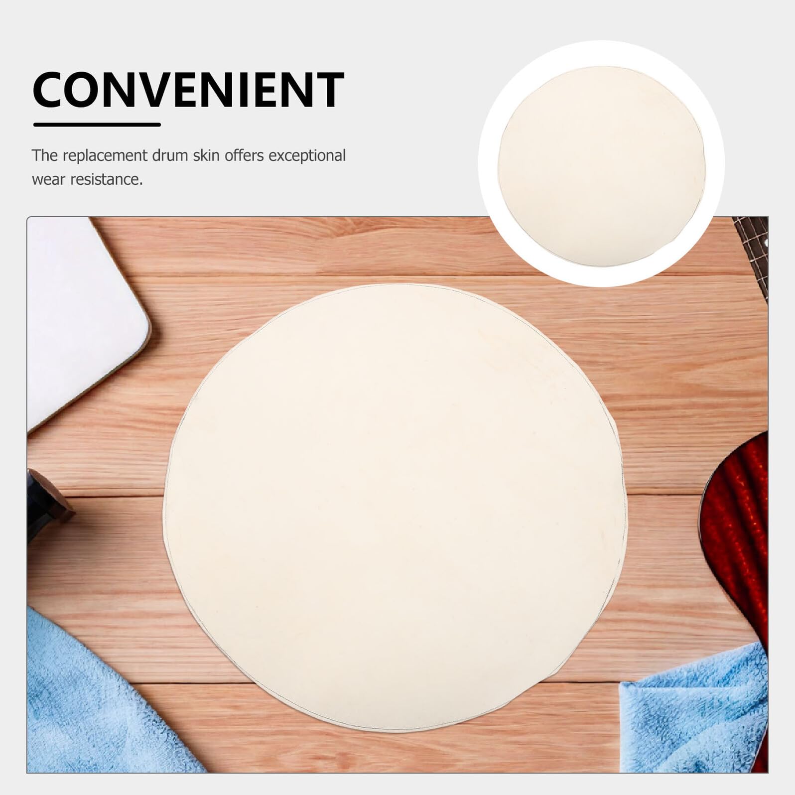 Copertura per Tamburo Africano in Pelle di Capra Naturale Rotonda 45cm, Rinforza la Risonanza e Facile da Pulire, Adatta per Pratica e Performance
