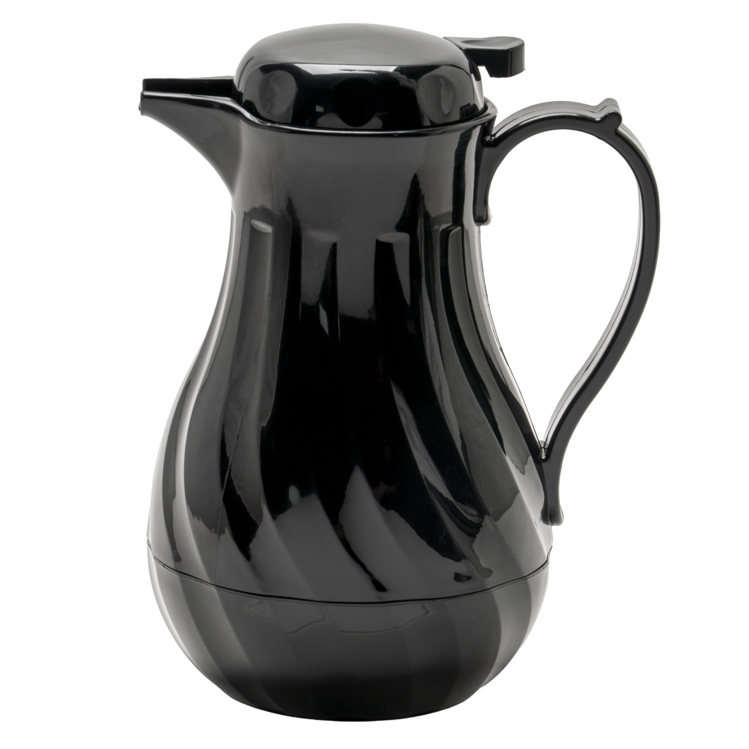 Winco Push Button Insulated Beverage Server with Swirl Design, 42-Ounce, Black