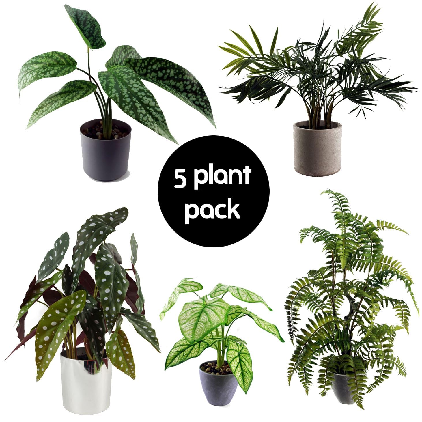 Leaf Pack of 5 Realistic Artificial Foliage Plants