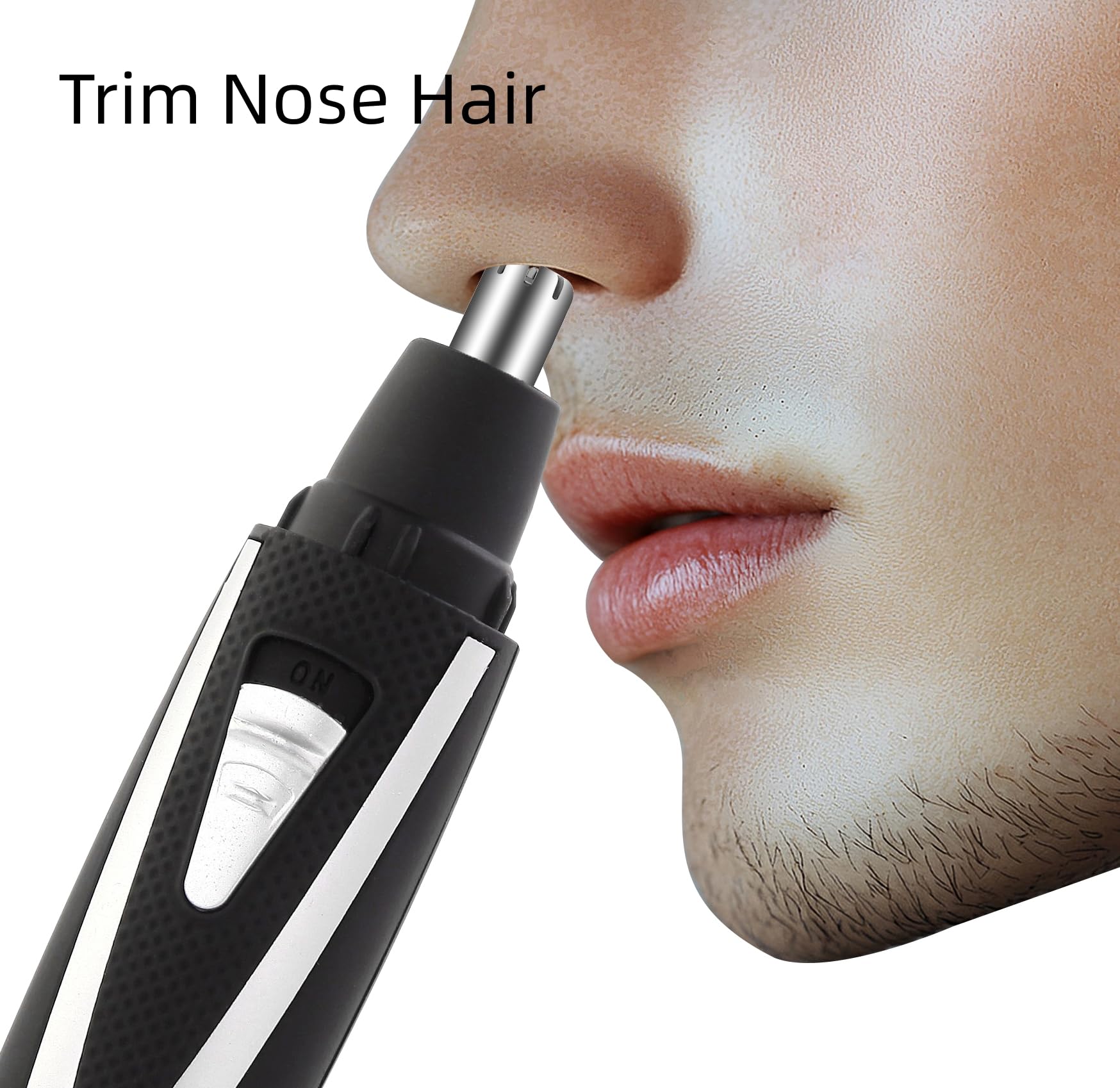 Ear and Nose Hair Trimmer Clippers: 2025 Professional Painless Eyebrow & Facial Hair Trimmers Remover for Men Women, Battery Operated Nasal Clipper, Dual Edge Waterproof Blades for Clean,Black