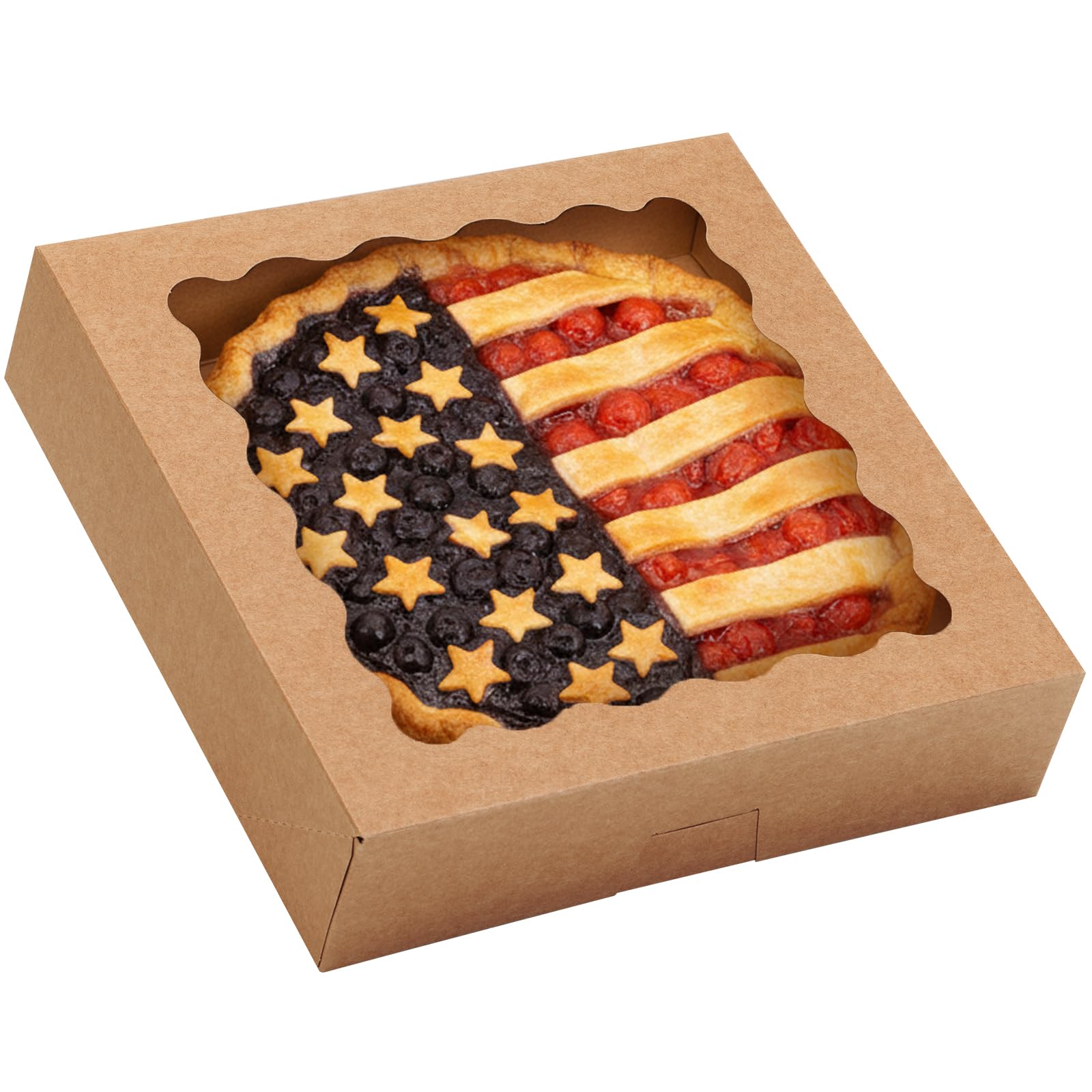 60pcs 10x10x2.5 Pie Boxes Auto-Popup Bakery Boxes with Window, Cookie Boxes