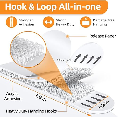 Miniatura 8 de Tiras para colgar cuadros, colgadores de cuadros sin daños, kit para colgar cuadros, ganchos para colgar cuadros sin clavos, tiras de pared de cinta