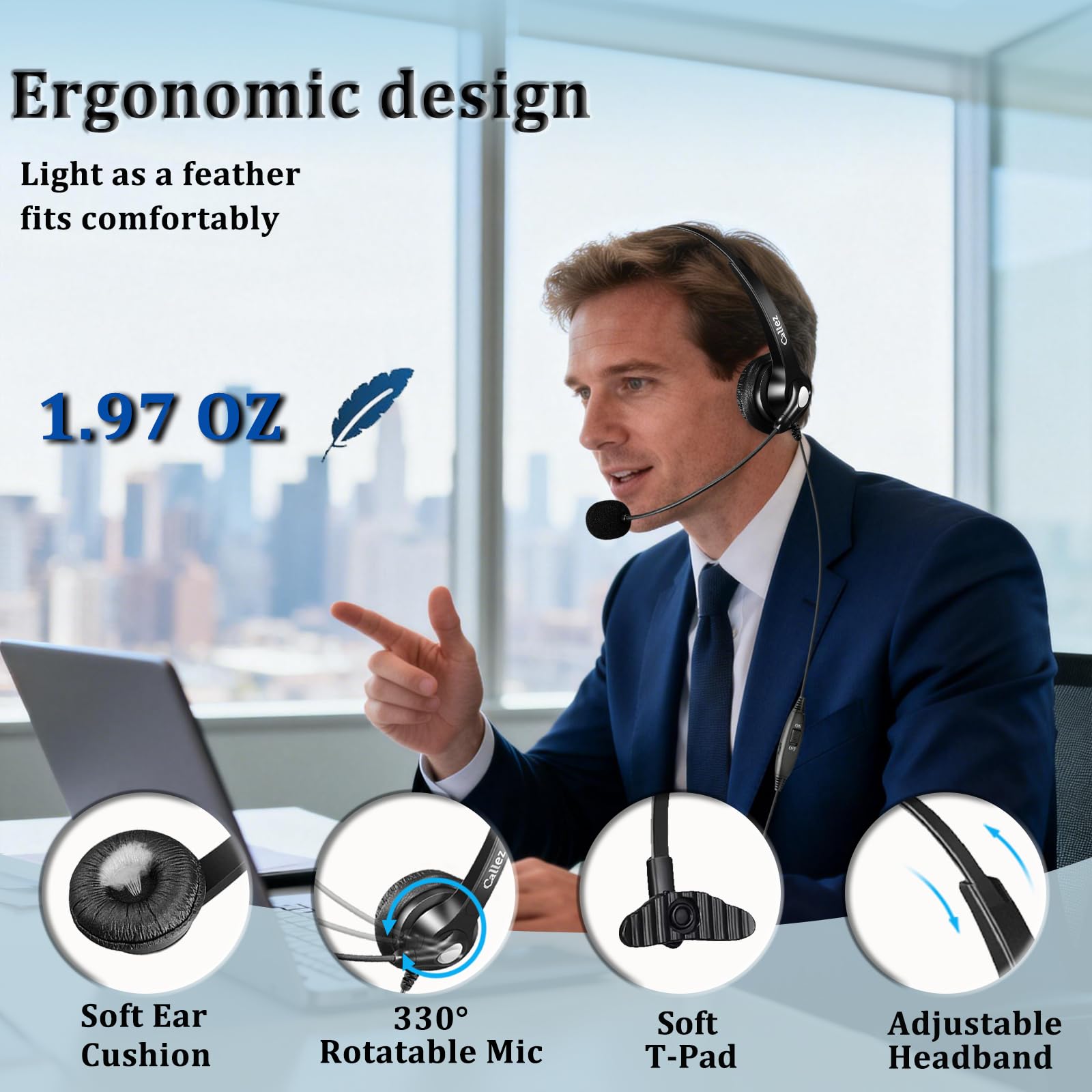 Amazon.co.jp: Callez RJ9 Polycom 電話ヘッドセット ノイズキャンセ