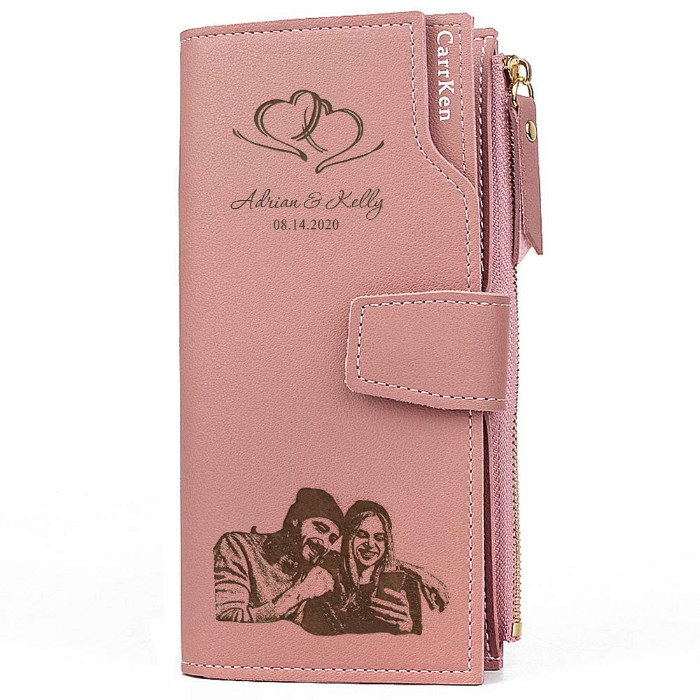 Personalized Wallets for women Engraved Leather Wallet Credit Card Clutch Long Wallet for Mom, Wife, Friends, Sister, Daughter at Birthday,