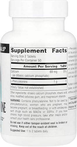 Miniatura 2 de Source Naturals L-Fenilalanina Forma Libre Aminoácido Esencial* - 100 Tabletas