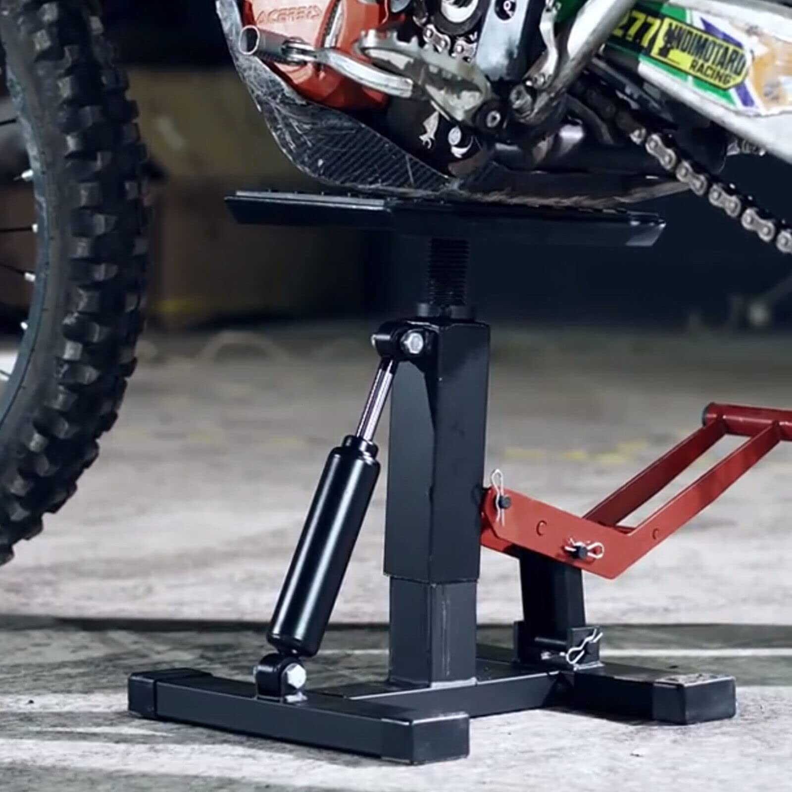 Béquille hydraulique pour moto, cross, enduro, trial, motocross, support de levage pliable, charge maximale 150 kg