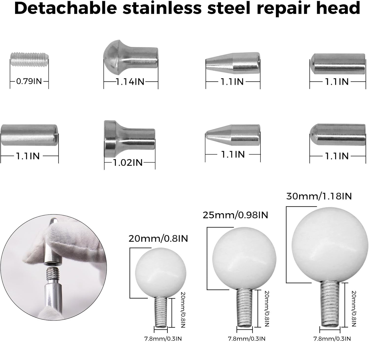 Dent Repair Tools 6 Pieces of Dent Removal Rods with Awl Head Paintless Dent Removal Kit Car Auto Body Dent Removal of Hail Dents and Door Ding (6 PCS Rod 21 PCS Pen)
