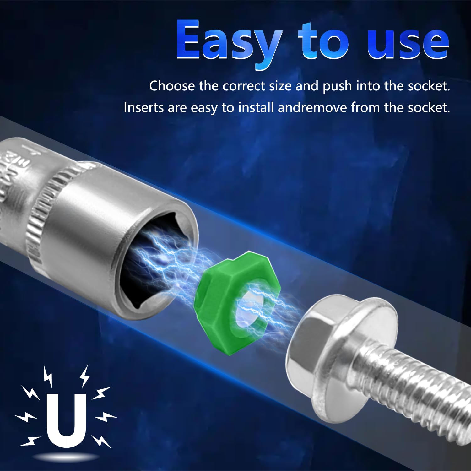 KTTOOL 23 Pcs New SAE and Metric Magnetic Socket Inserts Tool Set, 5/16" - 15/16", 8mm - 21mm Universal Magnetic Socket Insert - Image 3