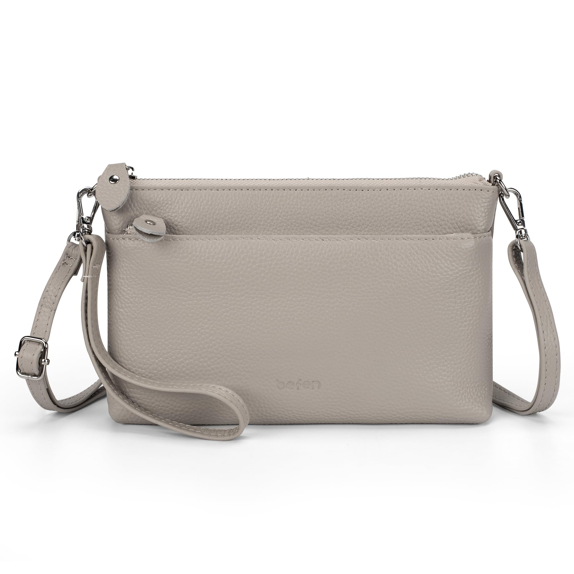 befen Genuine Leather Wristlet Clutch Wallet Purses with RFID Blocking, Small Crossbody Bags Shoulder Handbag for Women