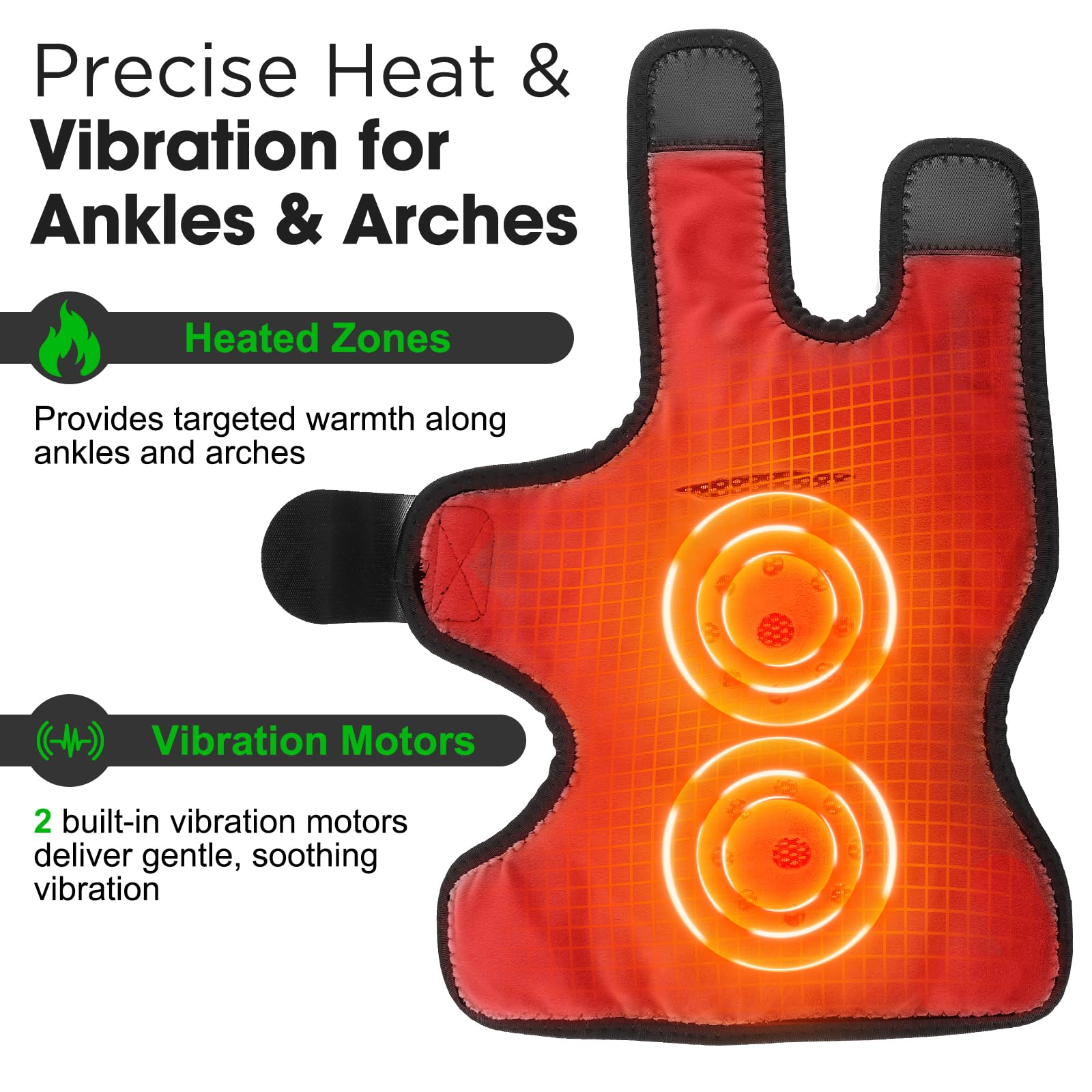 Paquete de 2 almohadillas térmicas inalámbricas para pies y tobillo, masajeador de tobillo para aliviar el dolor, 6 niveles de calor y 3 modos de vibración, masajeador de pies, envoltura de