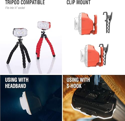 Miniatura 6 de Claymore HEADY+ Linterna frontal recargable, linterna de cabeza con 600 lúmenes, 3,500 mAh, funciona con pilas, luz recargable USB-C, 4 modos de