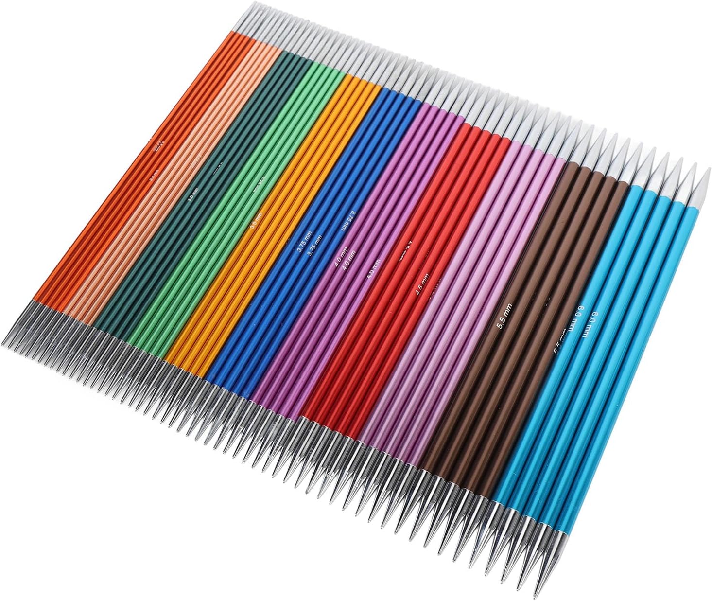 TYTOGE 55PCS Double Pointed Needles Aluminium Oxide Color Straight Knitting Needle Set for Sweater Scarf Hat