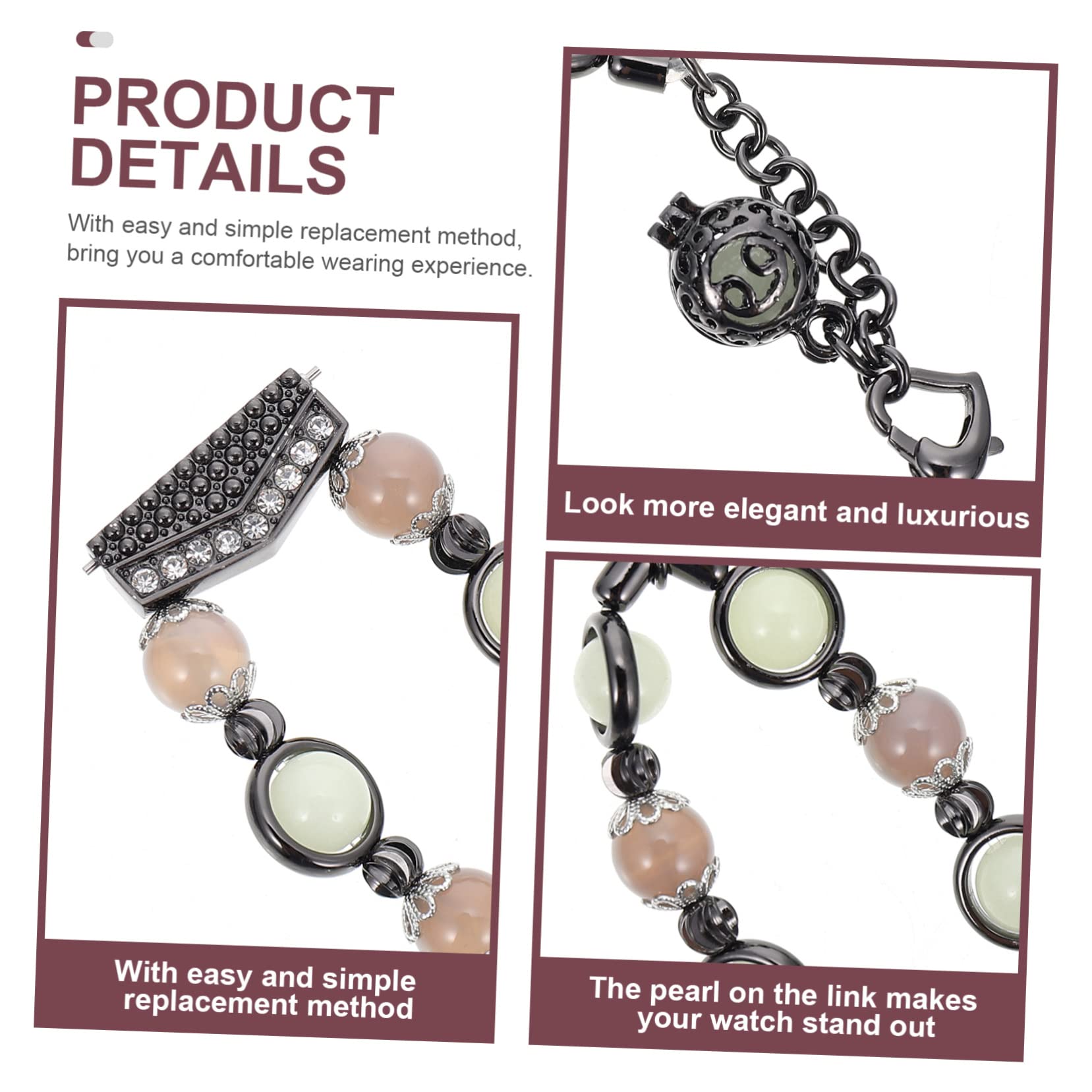 OSALADI 2piezas Correa De Reloj Decorativa Para Watch y Active Diseño De Perlas Luminosas Liberación Rápida Elegante y Cómoda Para Ocasiones Formales y Casuales