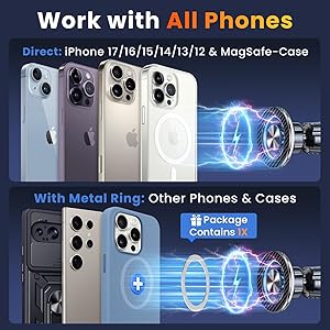 Coneclat for MagSafe Magnetic Phone Holder for Car [2025 Upgraded Strongest Magnet] Car Mount Cell Stand for Dashboard Windshield Vent Compatible with iPhone 17/16/15/14/13/12 Android etc-Black