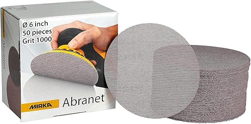 Miniatura 10 de Mirka Abranet - Discos de papel de lija de malla, 6 pulgadas, arenilla 120 almohadillas de lijado de red de gancho y bucle para lijado sin polvo,