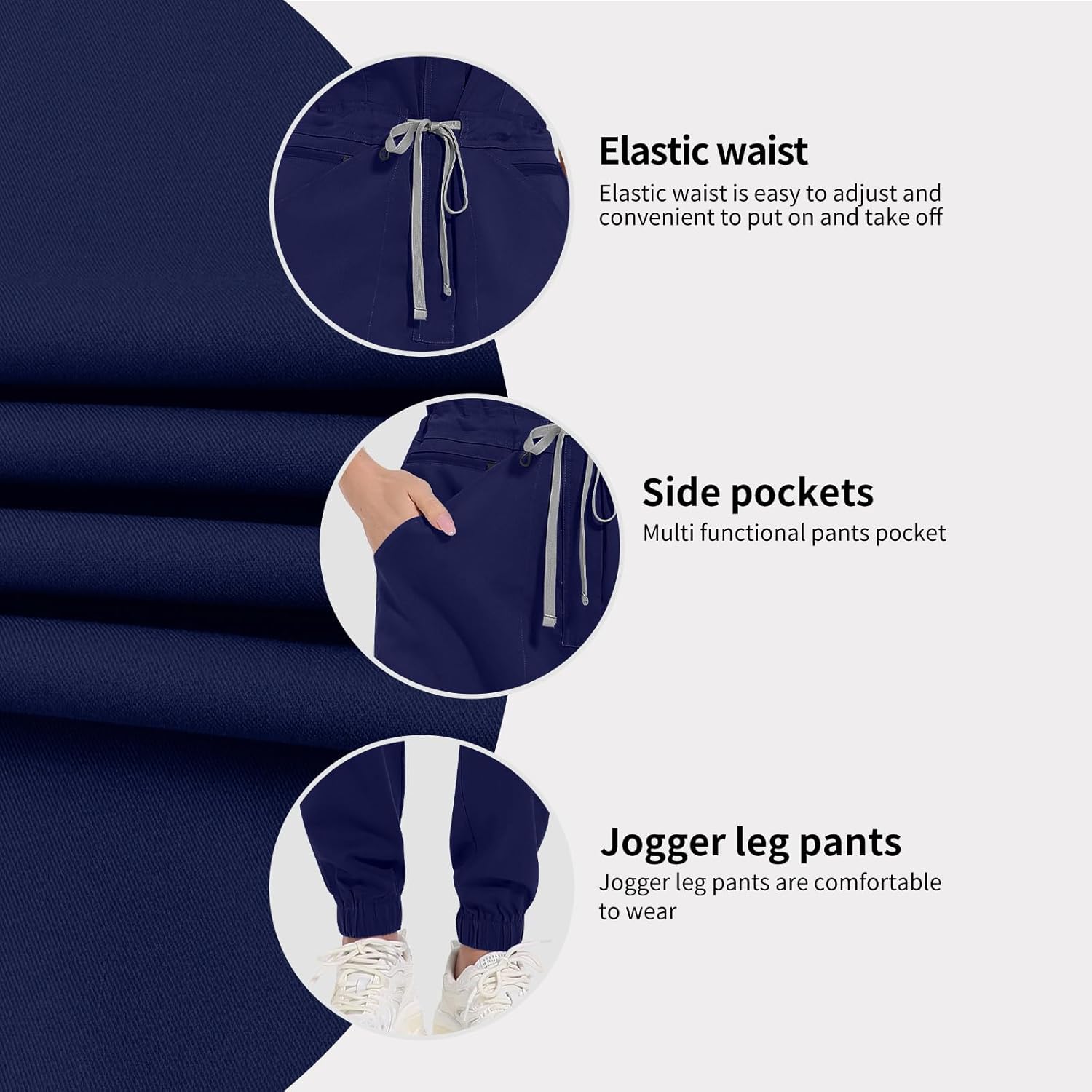 VIAOLI Scrub Jumpsuit One-piece Short-sleeved Scrub Set Belted Jogging Yoga Pants Scrub Uniforms for Women Set