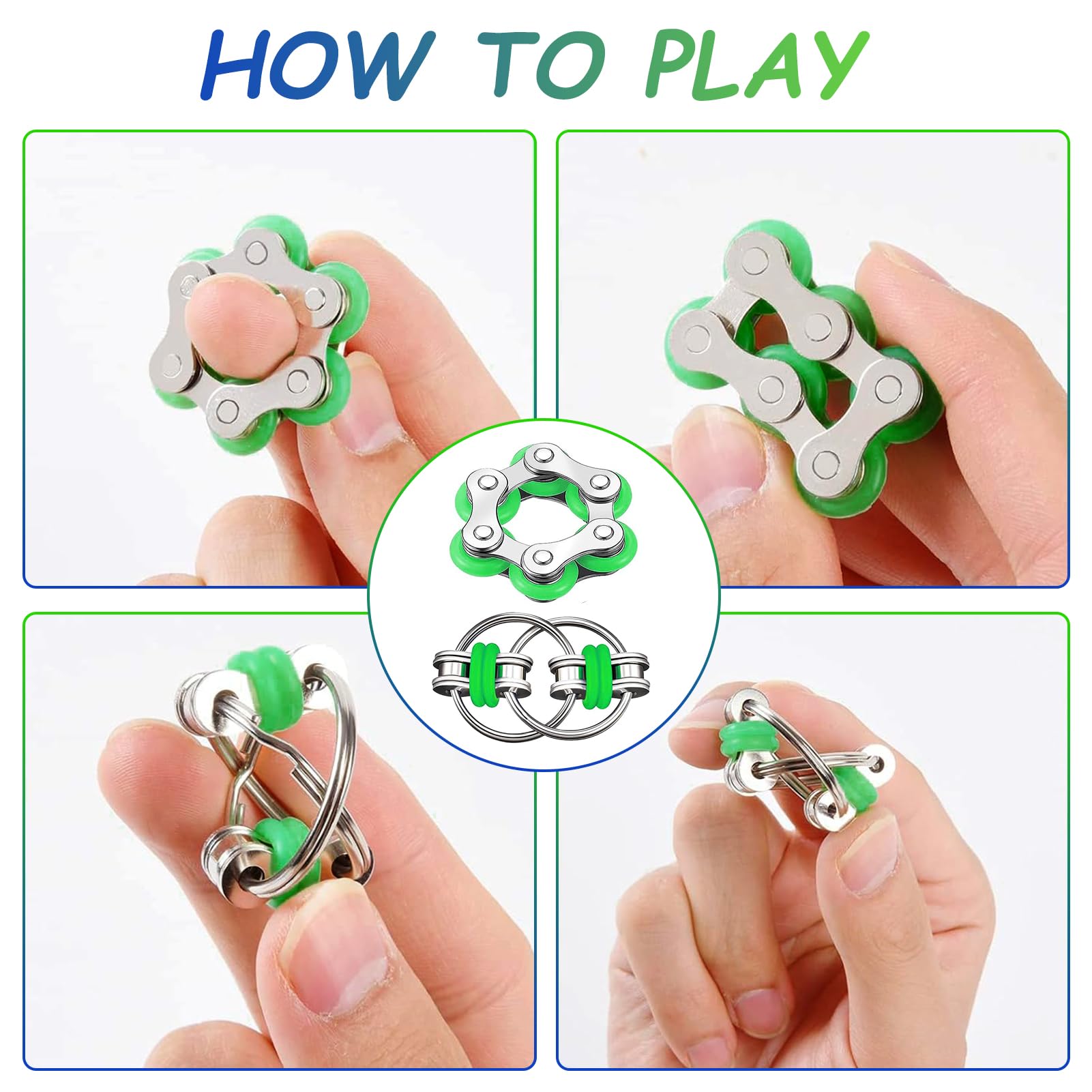 8-częściowy zestaw zabawek fidget, zabawka antystresowa, pierścień akupresury, łańcuszki do kluczy, łańcuszki rolkowe, zabawka antystresowa na palec dla dorosłych i dzieci
