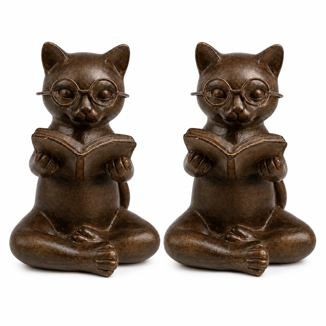 Decoración del hogar Acentos Esculturas Estatuas (2 gatos de lectura)