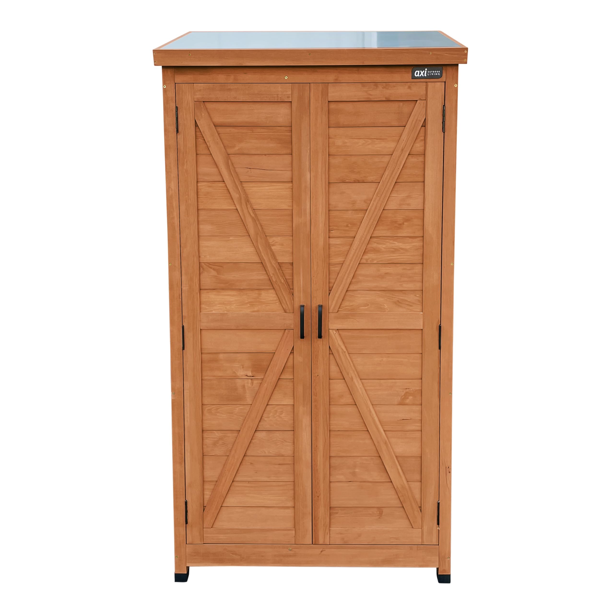 AXI Hugo Gartenschrank aus Holz in Kaffeebraun | Geräteschrank/Geräteschuppen für den Garten mit 3 festen Ablagen | 85 x 52 x 174 cm