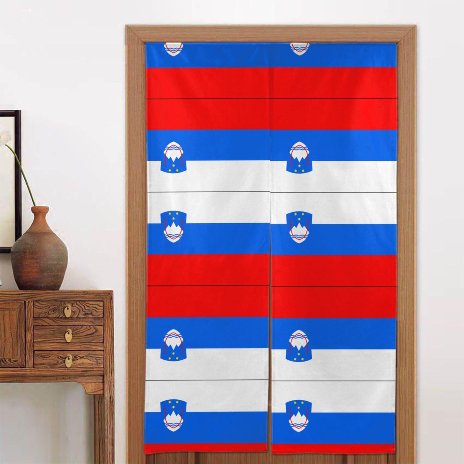 CNTDBU Flag of Slovenia Door Curtain 34x56 Inch-Room Divider Panel for Privacy, Entryway Screen for Kitchen Bedroom