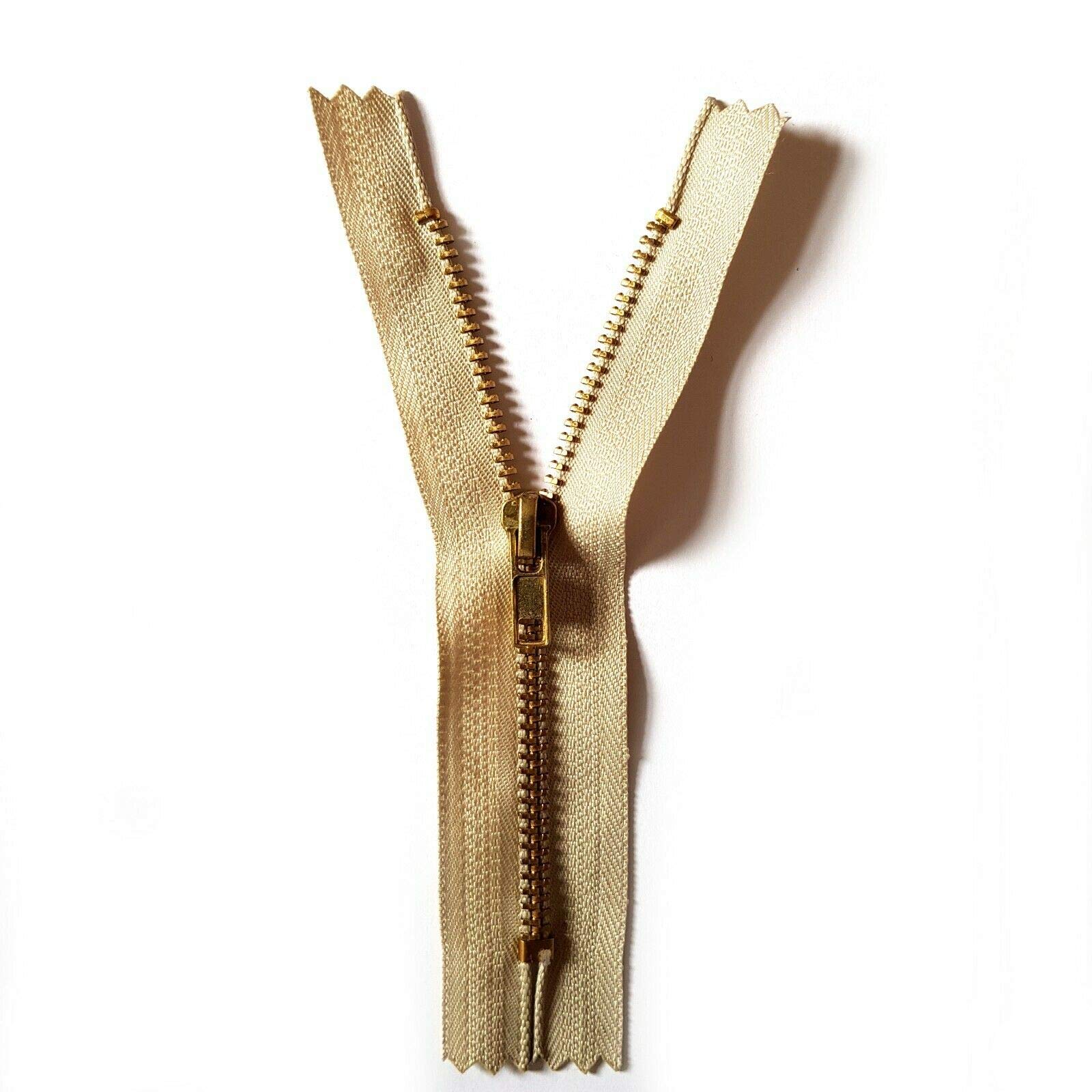 Soladirect Beige 10Cm Zip Zipper For Trousers Jeans Handbag - No 4 Brass Closed End