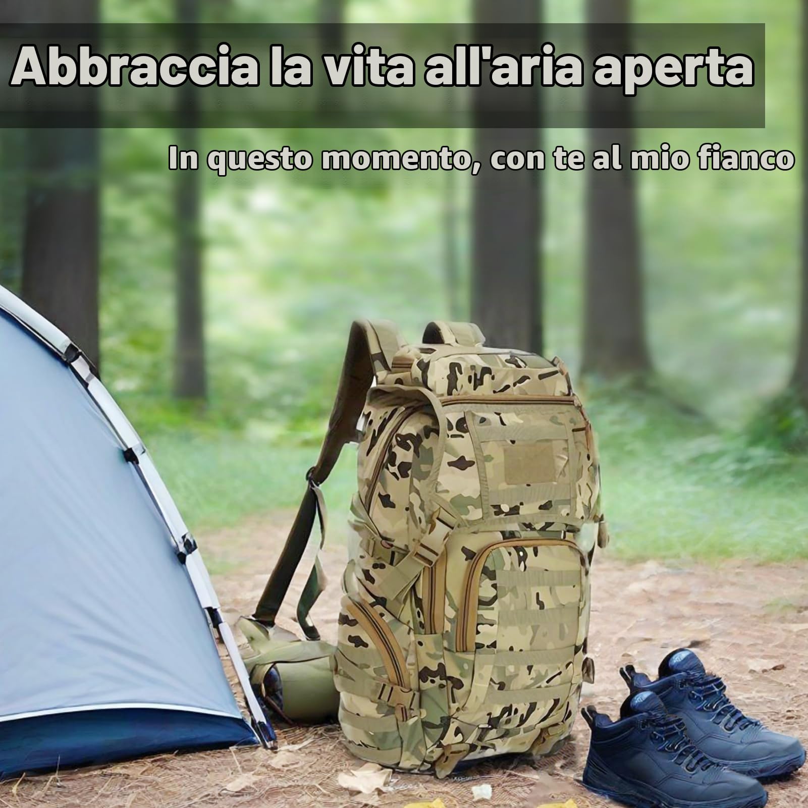 RAPIDSKY Zaino tattico 35L in Oxford 900D resistente e idrorepellente. Capienza 3 giorni, sistema MOLLE, perfetto per trekking e campeggio.