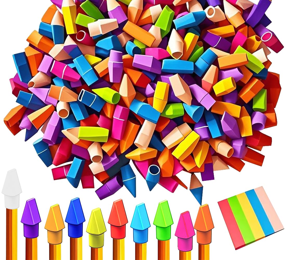 Pencil Top Erasers Bulk Cap Erasers for Pencils, 500 Pack Eraser Cap Pencil Eraser Toppers, School Supplies for Teachers Sudents Classroom Home and