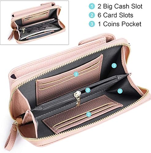 Miniatura 3 de Bolsa cruzada de piel para teléfono celular, con ranuras para tarjetas con protección de interferencia de radiofrecuencia (RFID), de cuero, para