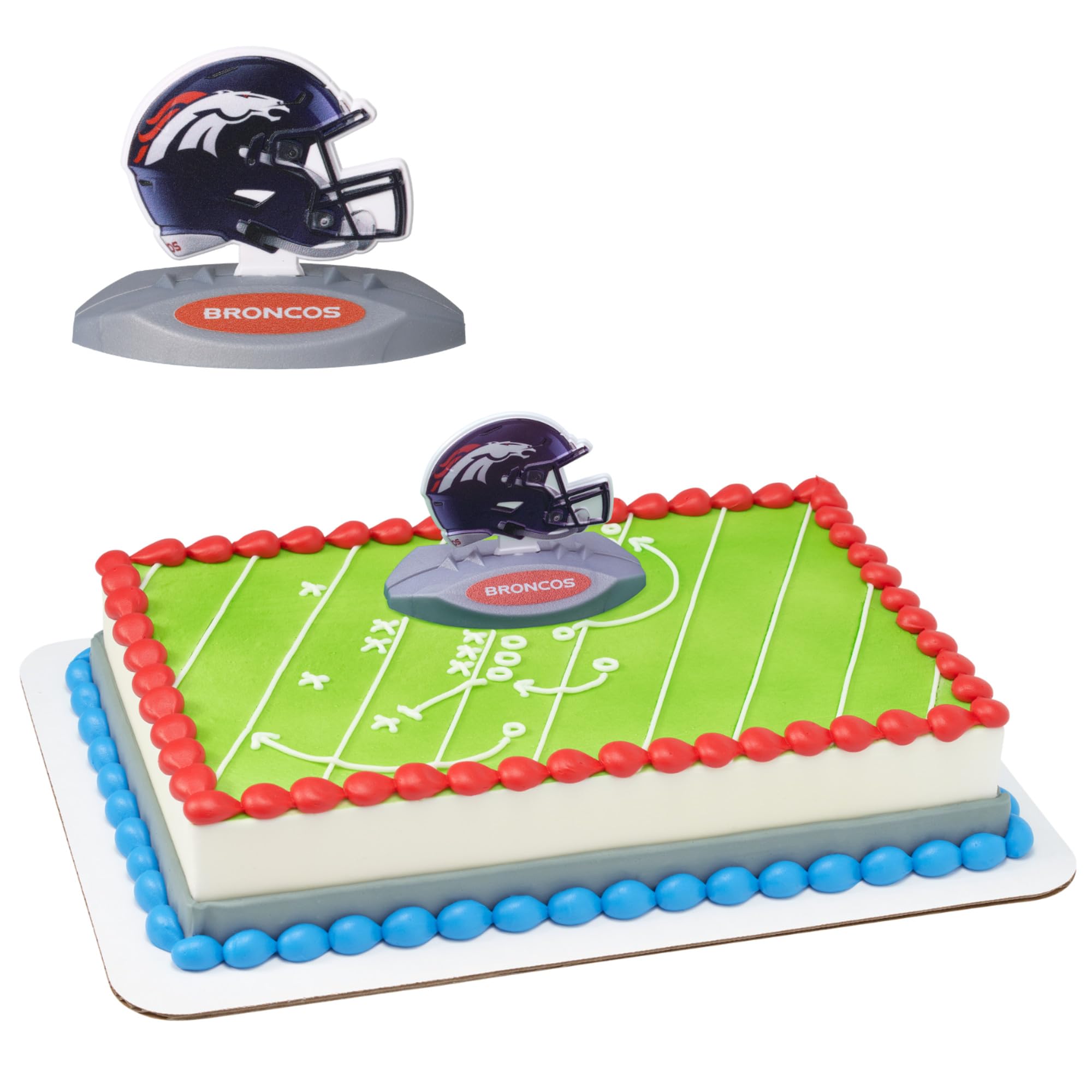 NFL Denver Broncos Cake Decoration, Football Helmet Cake Topper, Officially Licensed Product Of The NFL, Ready To Use Birthday Cake Decoration