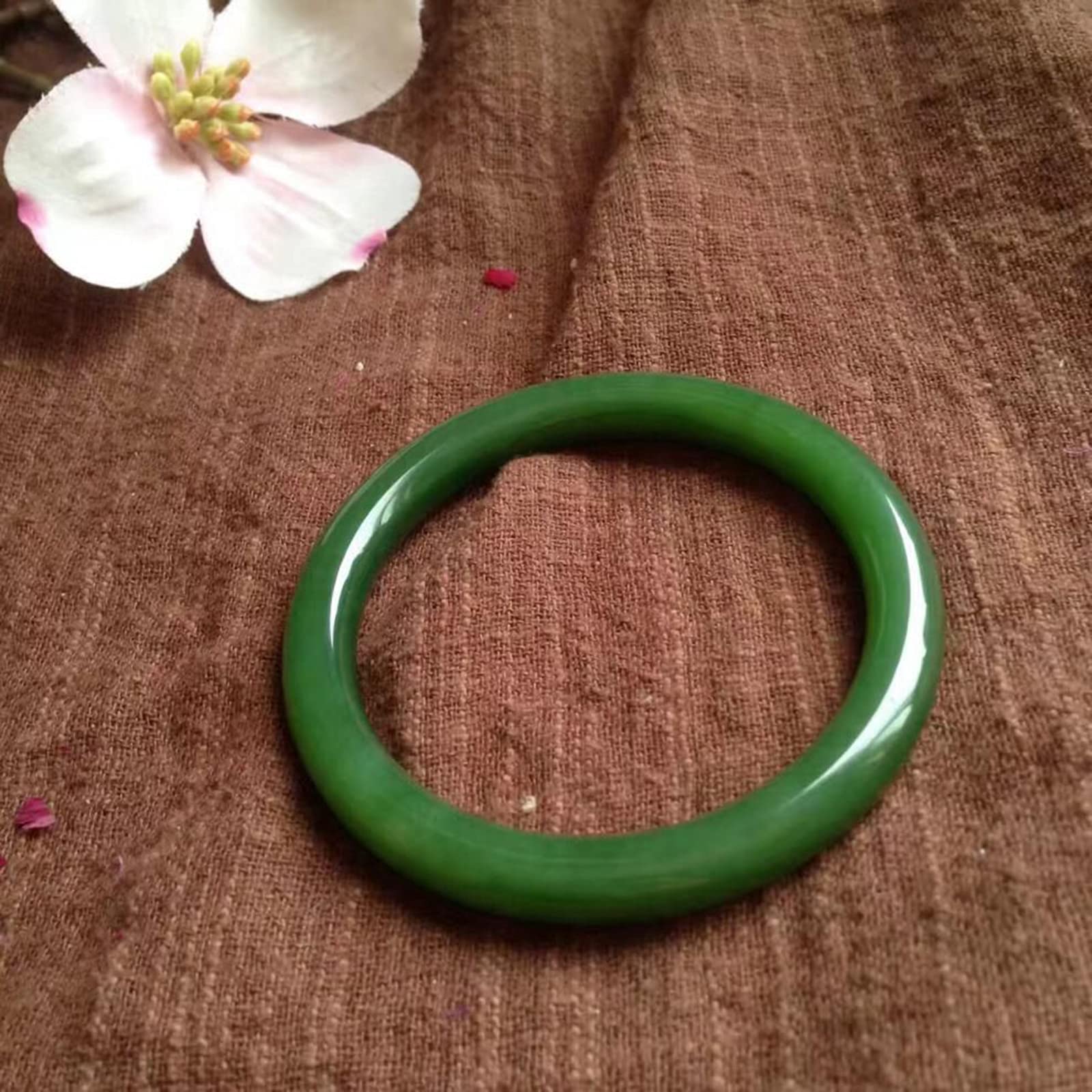 Pulsera de Esmeralda de Jaspe Redondo Natural con Barra Redonda Fina, Pulsera de Jade para Mujer, Regalo de cumpleaños, Regalos de Boda, 56-61mm