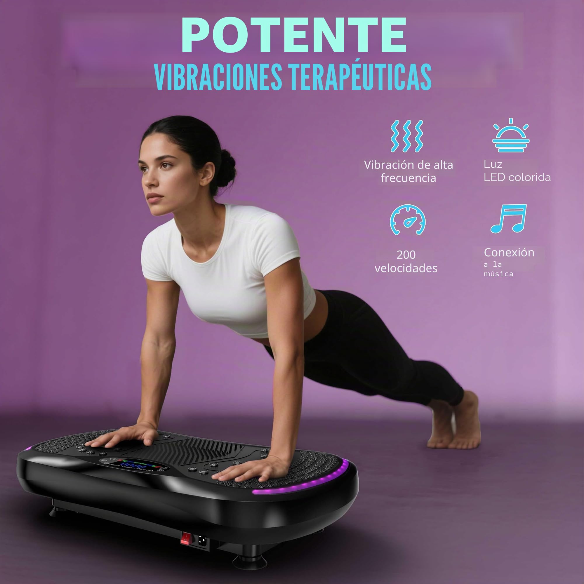 Plataforma Vibratoria para PéRdida de Peso y Drenaje LinfáTico, 200 Niveles de Vibración, Peso MáXimo de 181 Kg, Plataforma De Modelado para Entrenamiento de Cuerpo Completo y Fitness