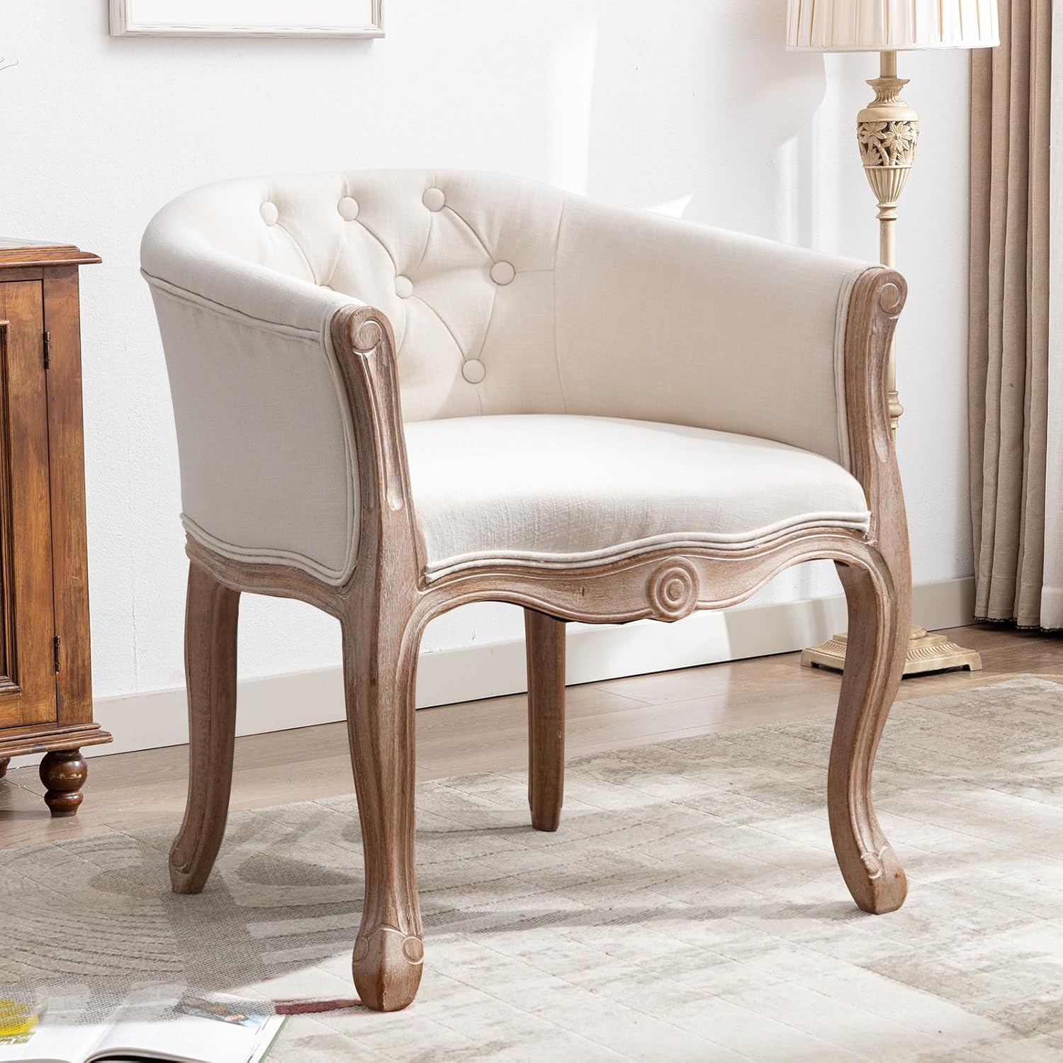 Phoenix Home Living Room French Accent Chair, Beige