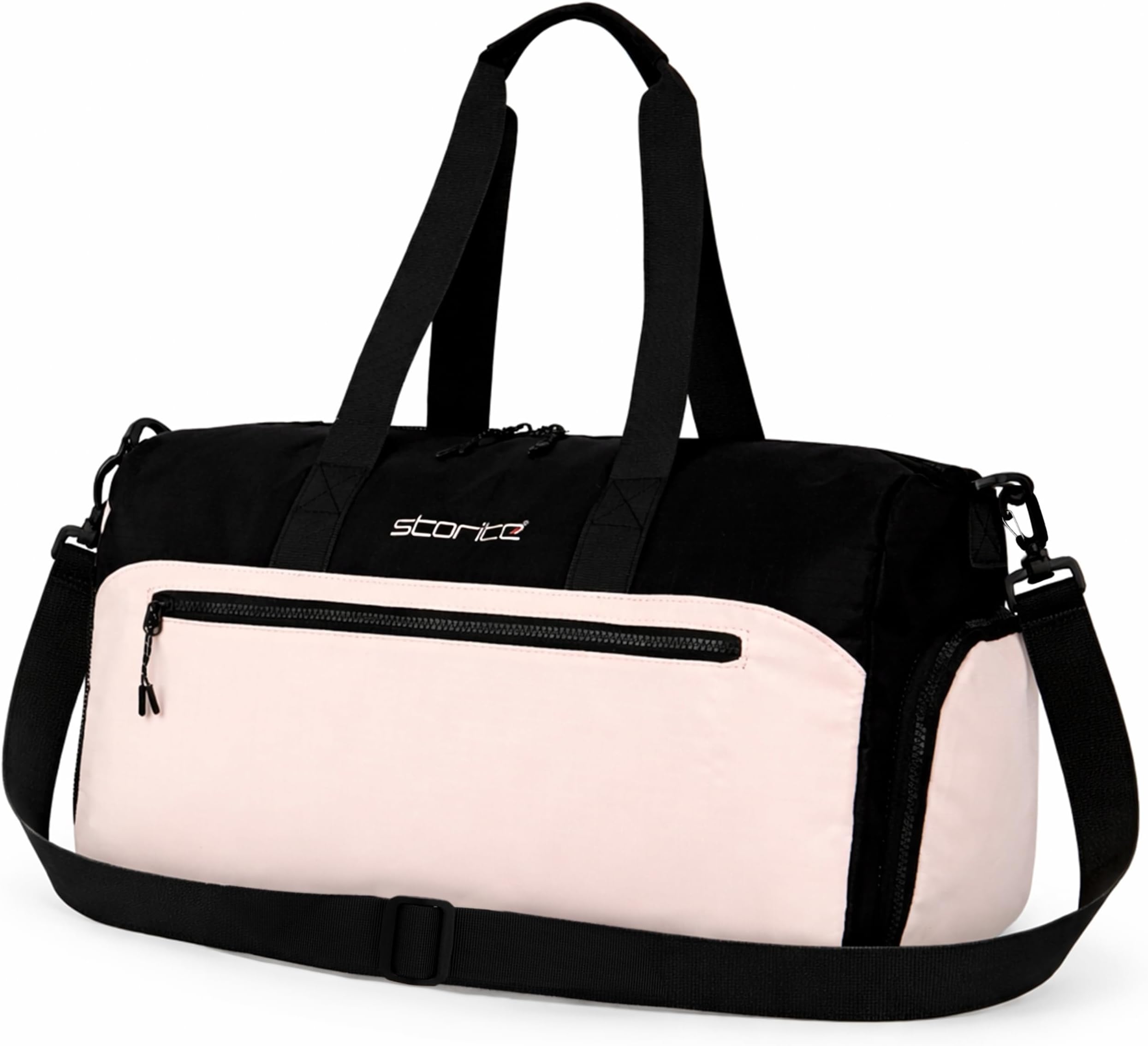 Multipurpose Travel Duffle Bag, Lightweight Luggage Bag with Shoe Compartment, Water Resistance, Overnight Bag with Mesh & Zipper Pockets for Traveling, Gym & Weekend Trips (Pink, 48x30x22cm)
