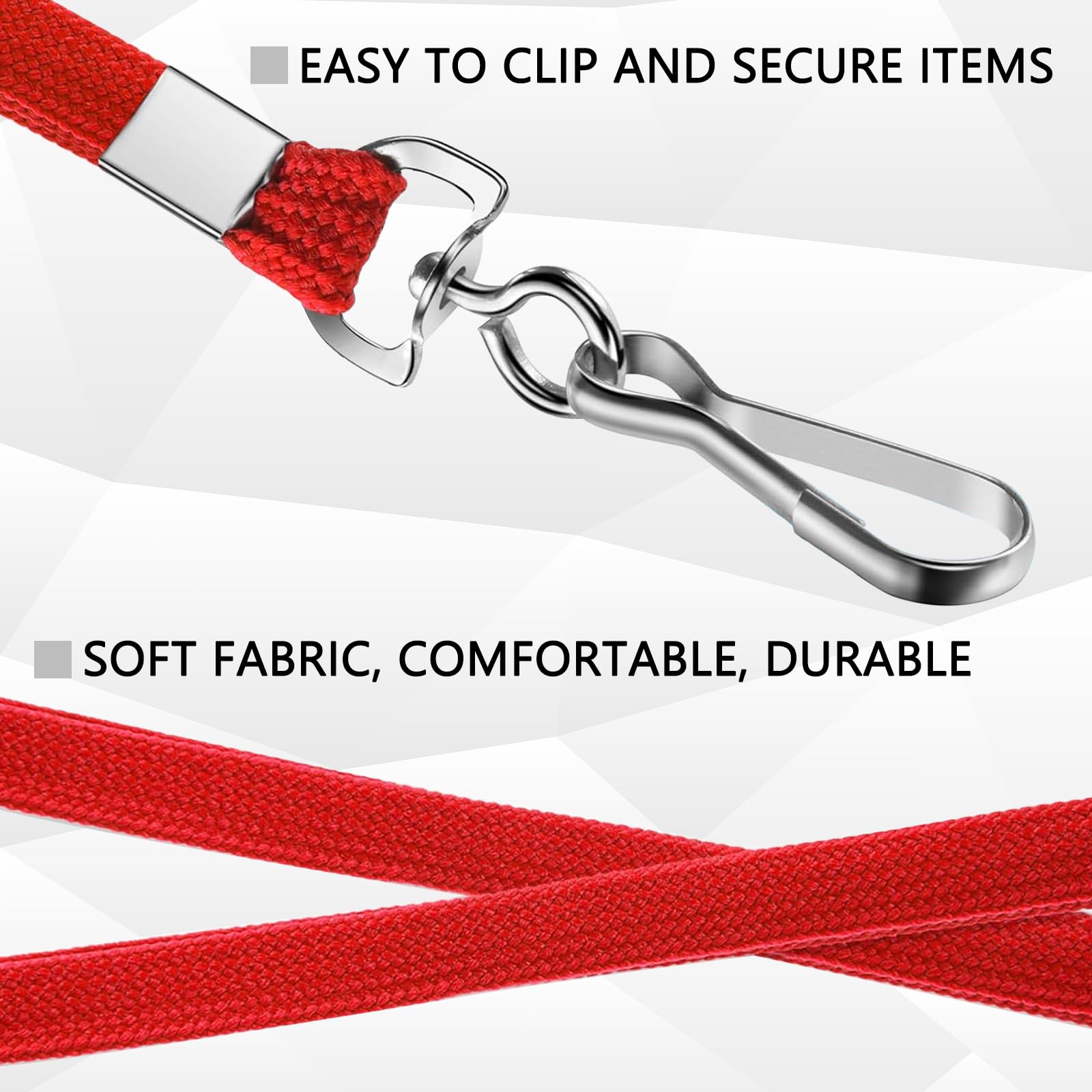XHDA 100PCS Red Lanyards for Neck, Lanyards for ID Badge, Lanyard with Metal Swivel Hook for ID Card Badge Holder - Image 3