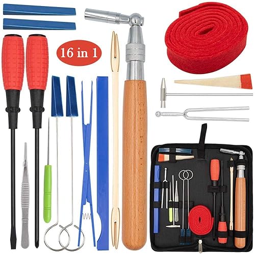 Miniatura 2 de Kit de afinación de piano, herramientas profesionales de afinador de piano, incluyendo fieltro de palanca de martillo de afinación, silencios,