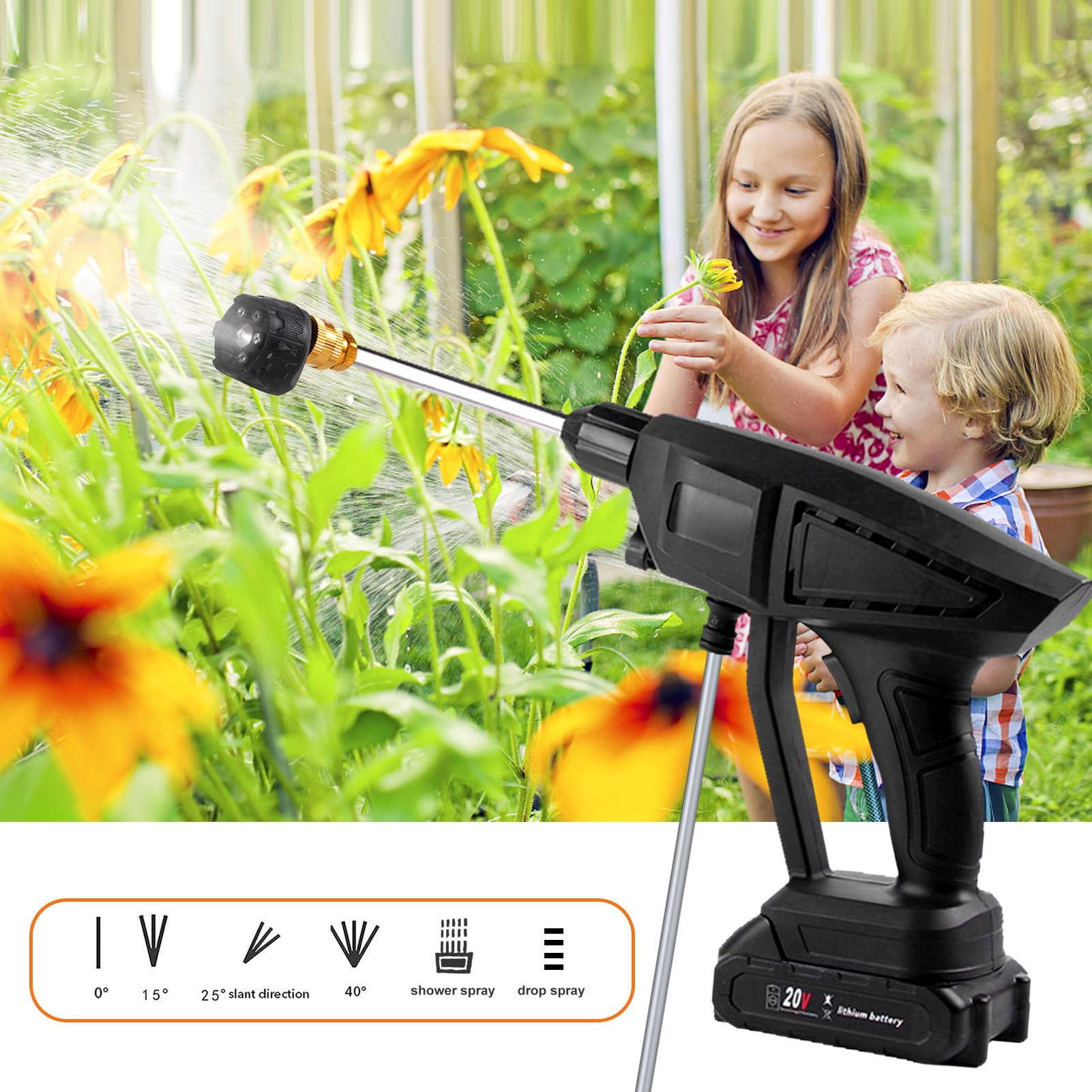 Shkalacar Lavadora a Presión Inalámbrica, 120PSI, 6 Modos, Limpiador a Presión Portátil 24V 7500mAh Batería Recargable Lavadora a Presión Eléctrica para Lavar Autos, Regar Flores, Limpiar Pisos