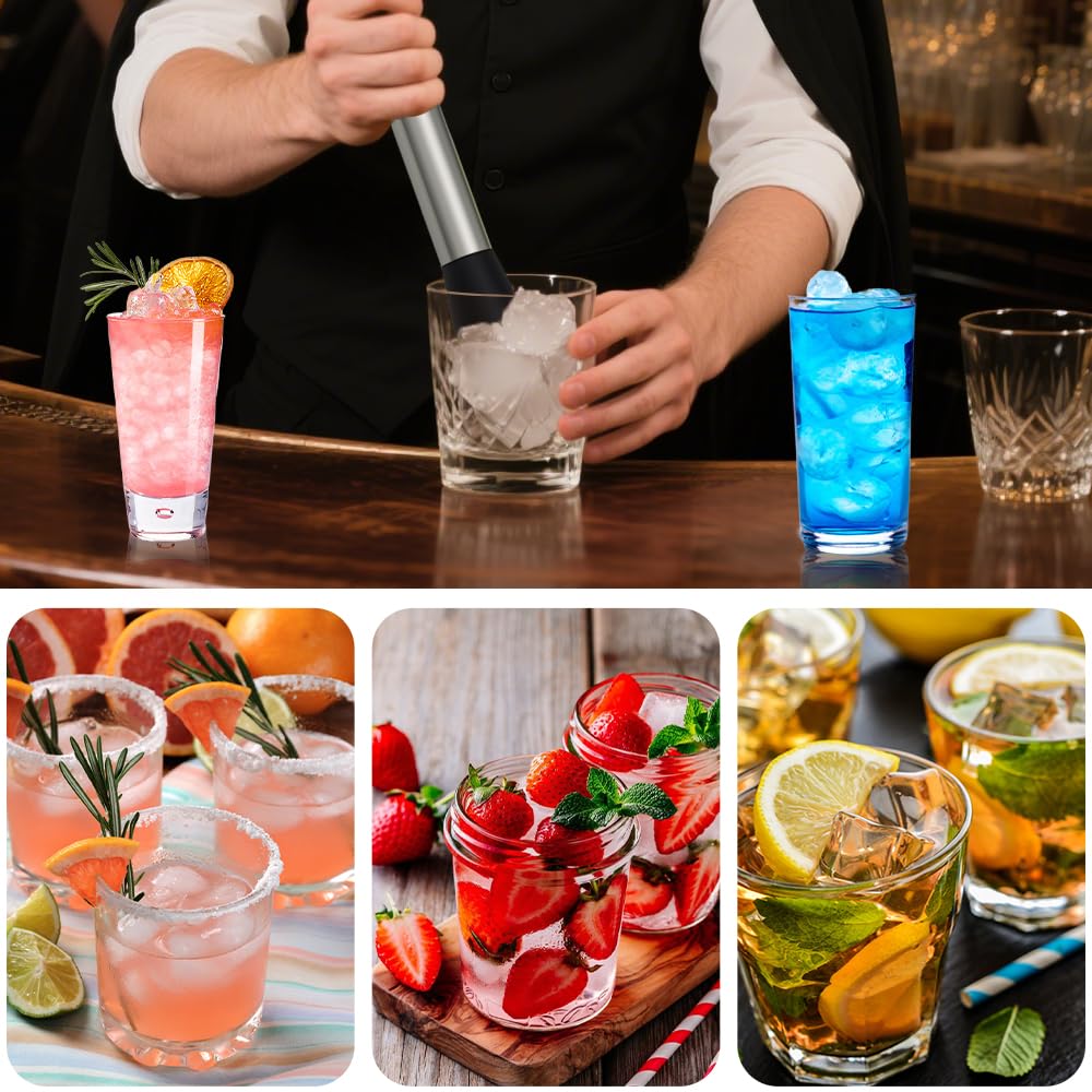 Pilon à Cocktail En Acier Inoxydable 25 Cm - Presse-citron, Accessoire Bar Professionnel, Pour écraser Fruits Et Herbes