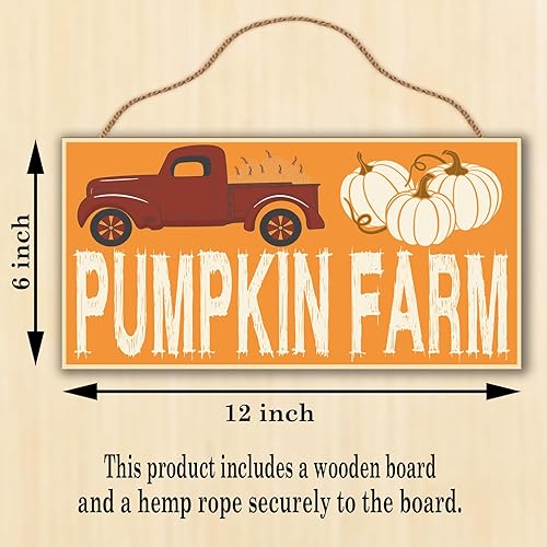 Miniatura 3 de Feyerr Divertido letrero de madera de granja de calabazas, decoración de pared, decoración de pared de Halloween, para cocina, dormitorio, 6 x 12