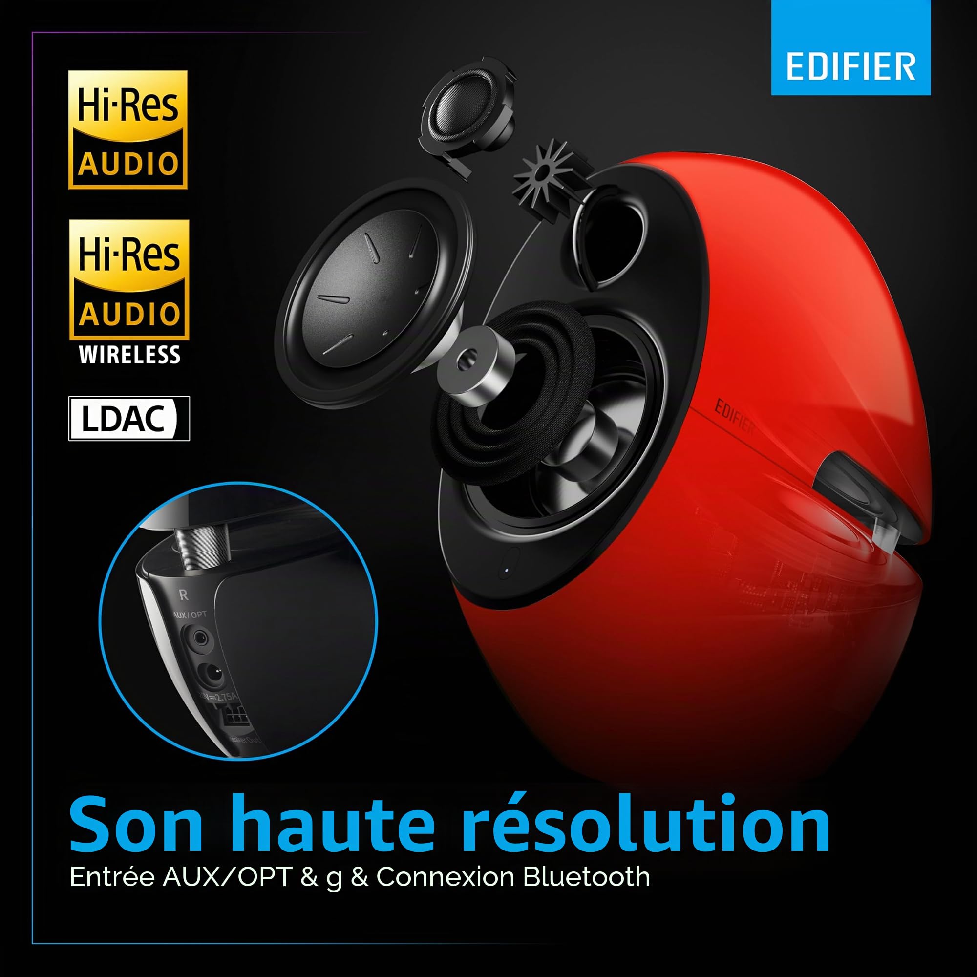 Edifier E25HD Set d'enceintes Design avec Bluetooth Rouge 74 W