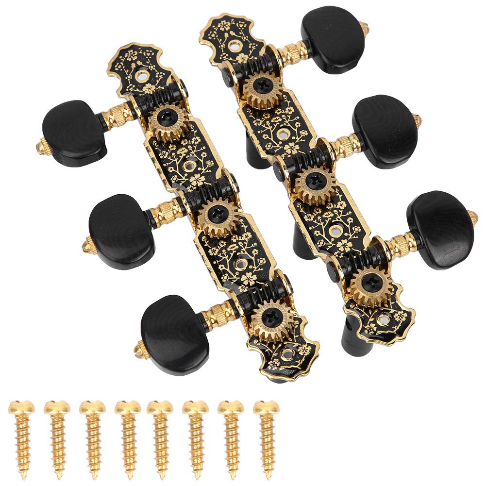 Clavijas de Afinación para Guitarra Clásica y Flamenca, Negro, Juego de 6 Piezas 3L 3R, Repuesto Universal