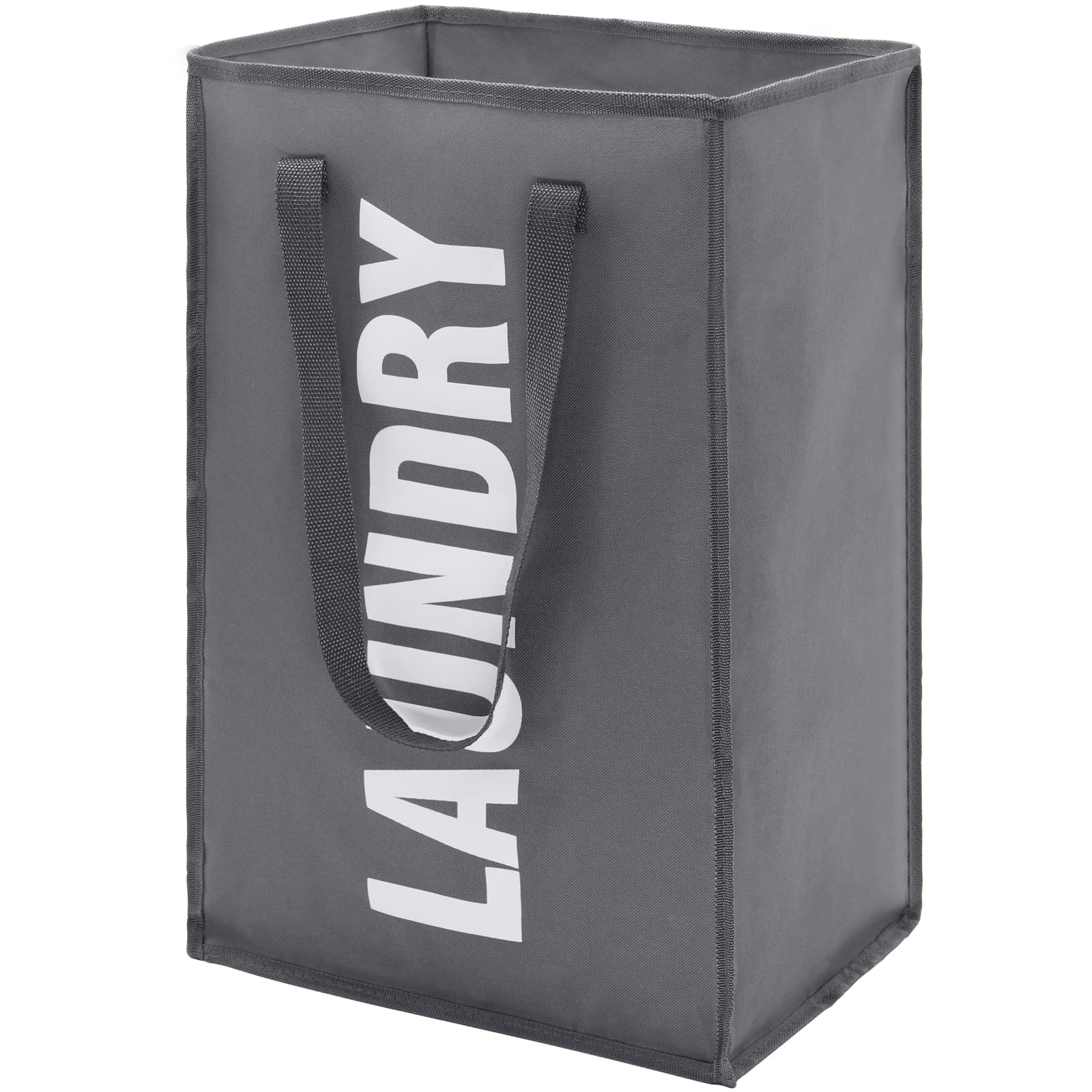Maxsilan Dark Grey/S 50L Laundry Basket With Extended Handle, Collapisable Laundry Bag, Foldable Laundry Hamper, Folding Washing Storage Bin,