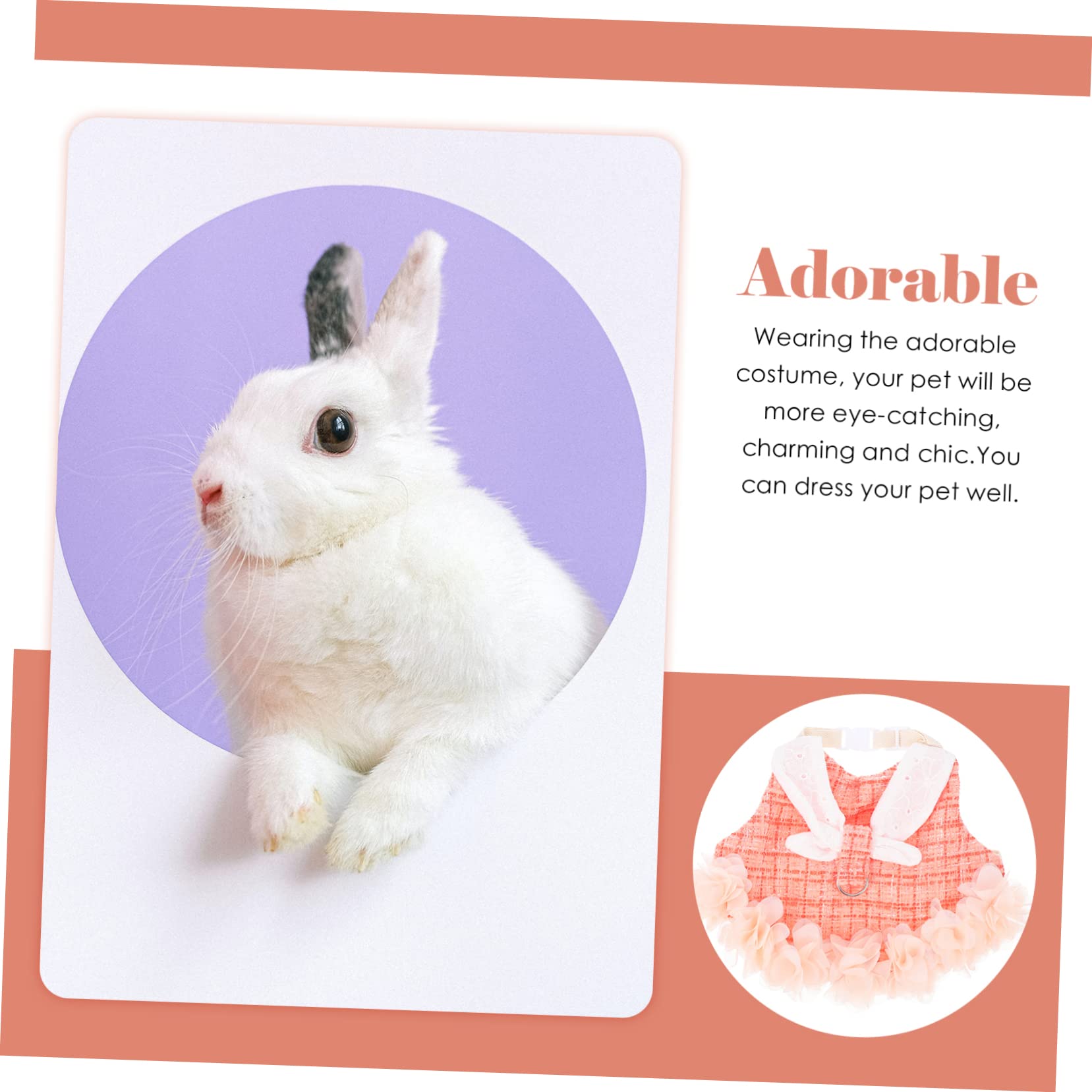 Supvox 3sätze Mit Atmungsaktives Bunny Geschirr Für Haustiere Stylisches Und Bequemes Bunny Outfit Orange Für Ausflüge Und Tägliche