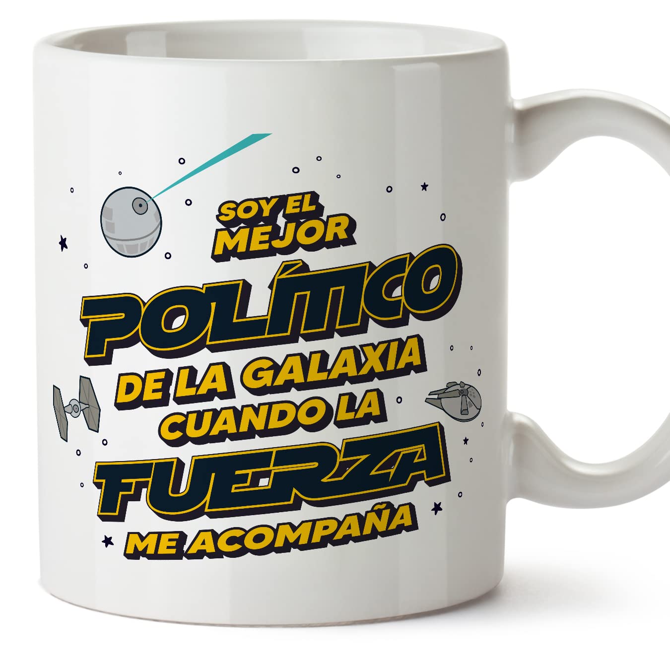 MUGFFINS Tazas para JEFE hombre - En Español - Mejor de la Galaxia Cuando Fuerza me Acompaña - 11 oz / 330 ml - Regalo original y divertido — view 253