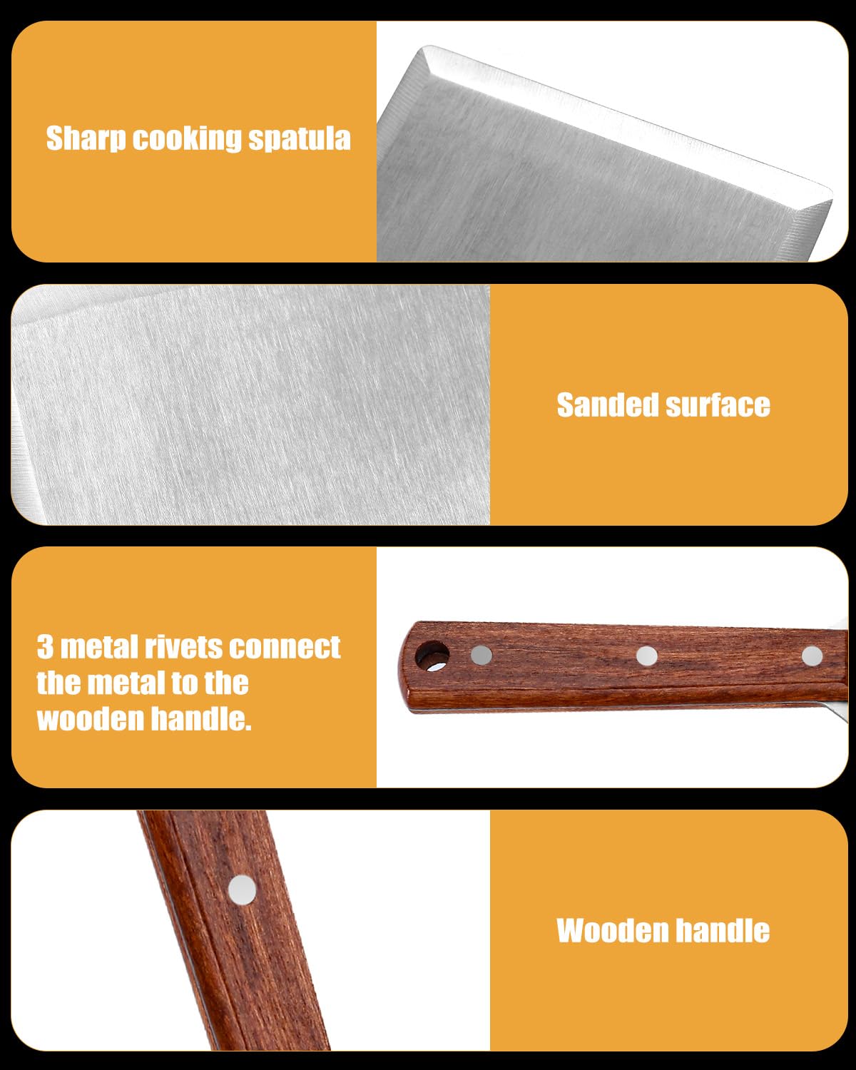 Set de Spatules Barbecue Acier Inoxydable avec Retourneur Grillades et Écraseur Burgers